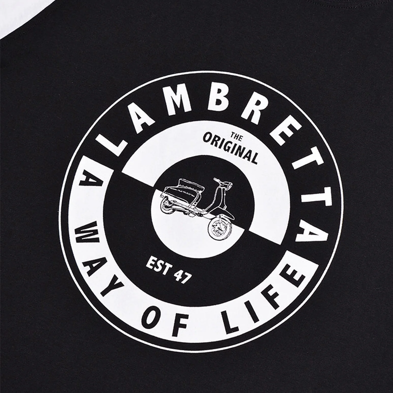 Lambretta Mens Scooter Two Tone Crew Neck T-Shirt - Black/White - Image 2