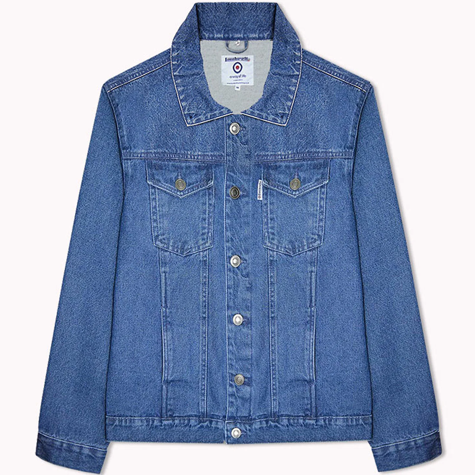 Lambretta Mens Sherpa Collar Denim Jacket - Blue - Image 6
