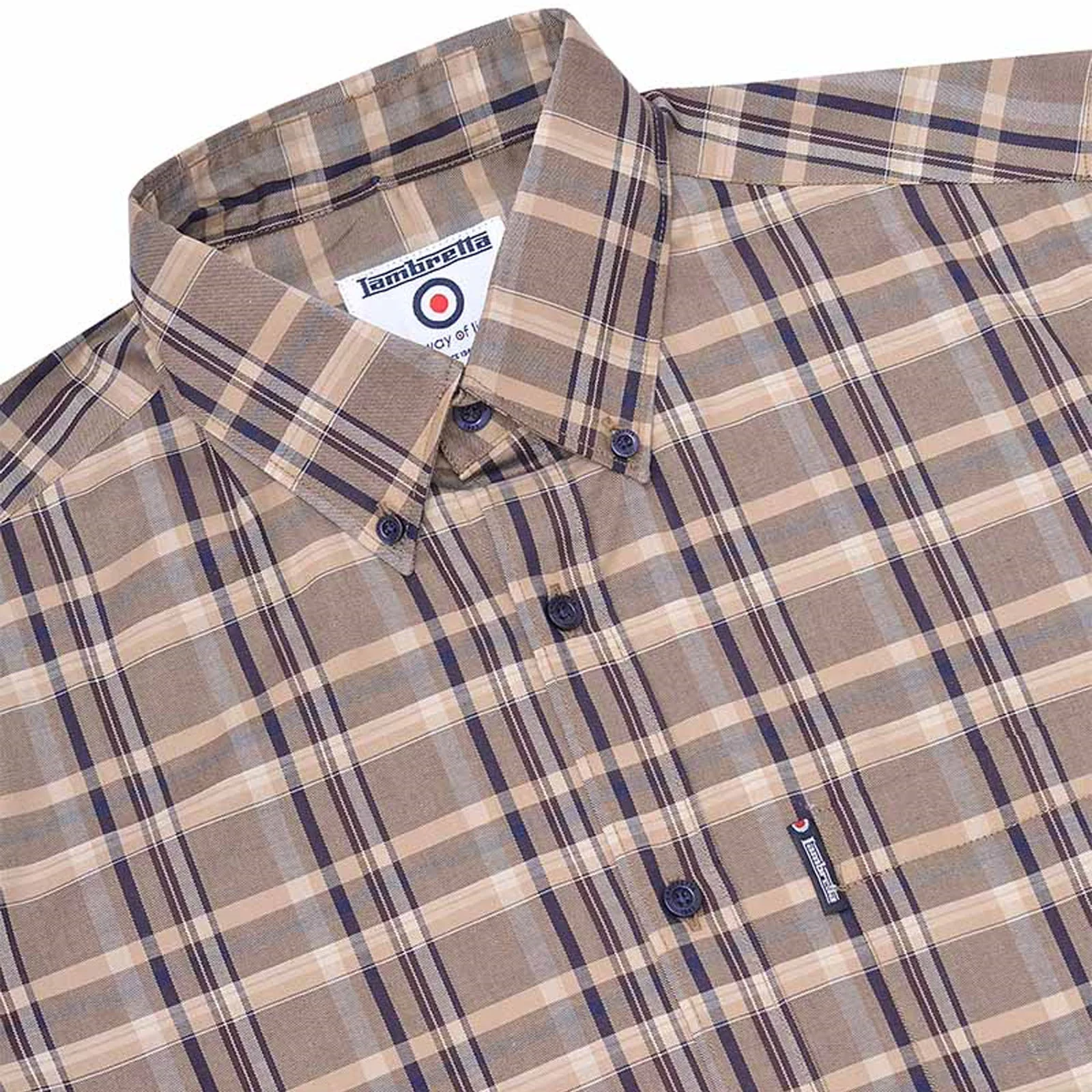Lambretta Mens Short Sleeve Checked Button Down Shirt - Image 4