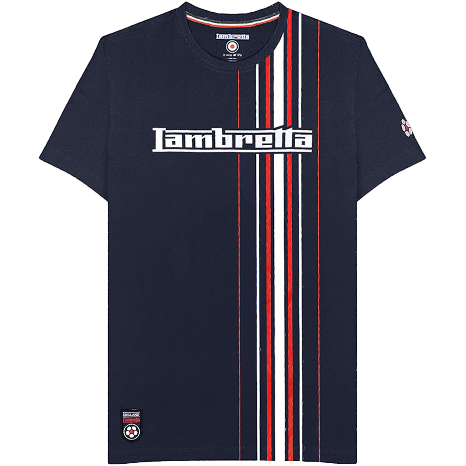 Lambretta Mens Striped Football T-Shirt - Navy
