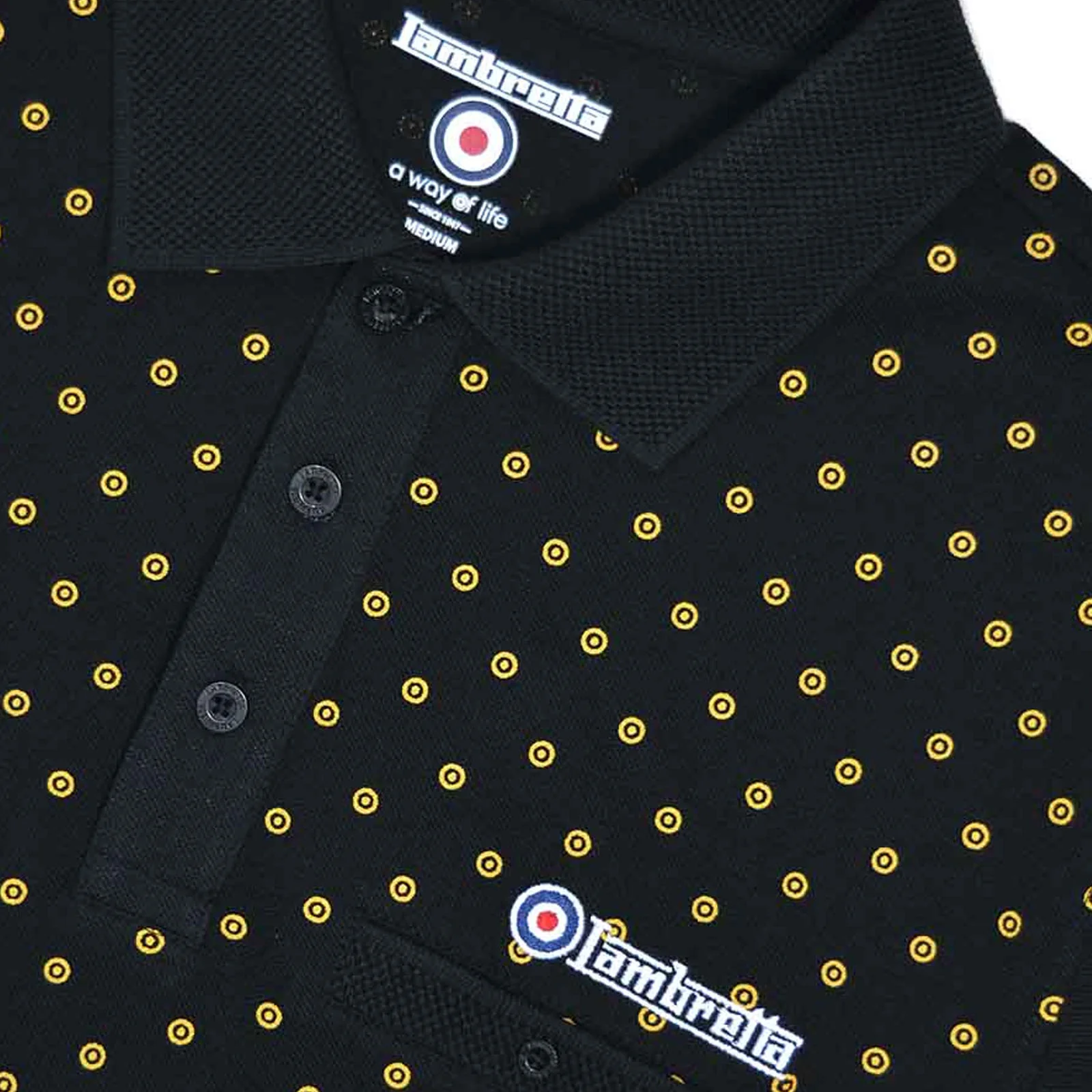 Lambretta Mens Target AOP Premium Short Sleeve Polo Shirt - Image 7