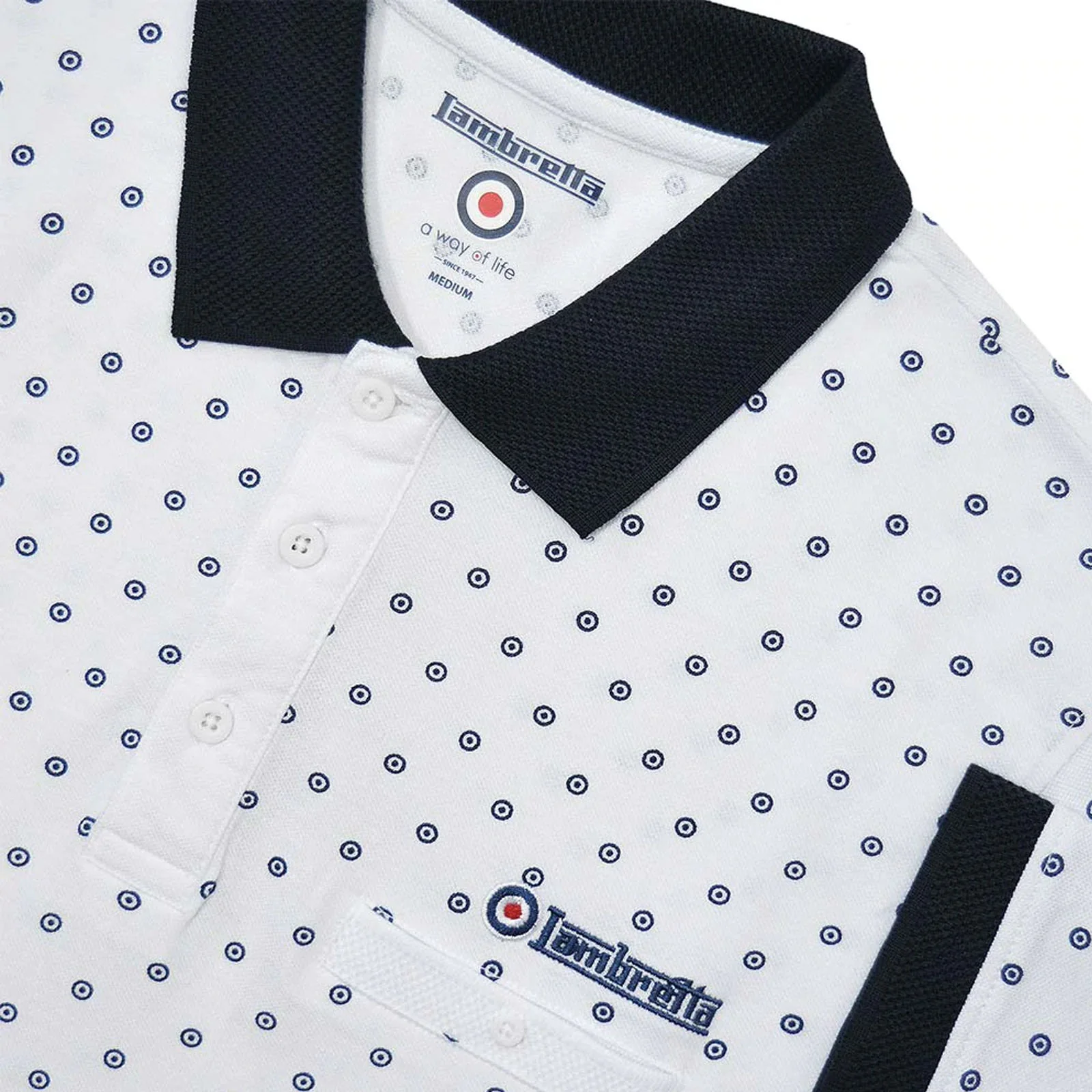 Lambretta Mens Target AOP Premium Short Sleeve Polo Shirt - Image 8