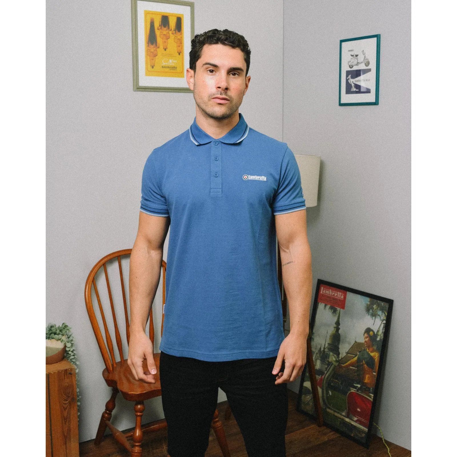 Lambretta Mens Target AOP Premium Short Sleeve Polo Shirt - Image 9