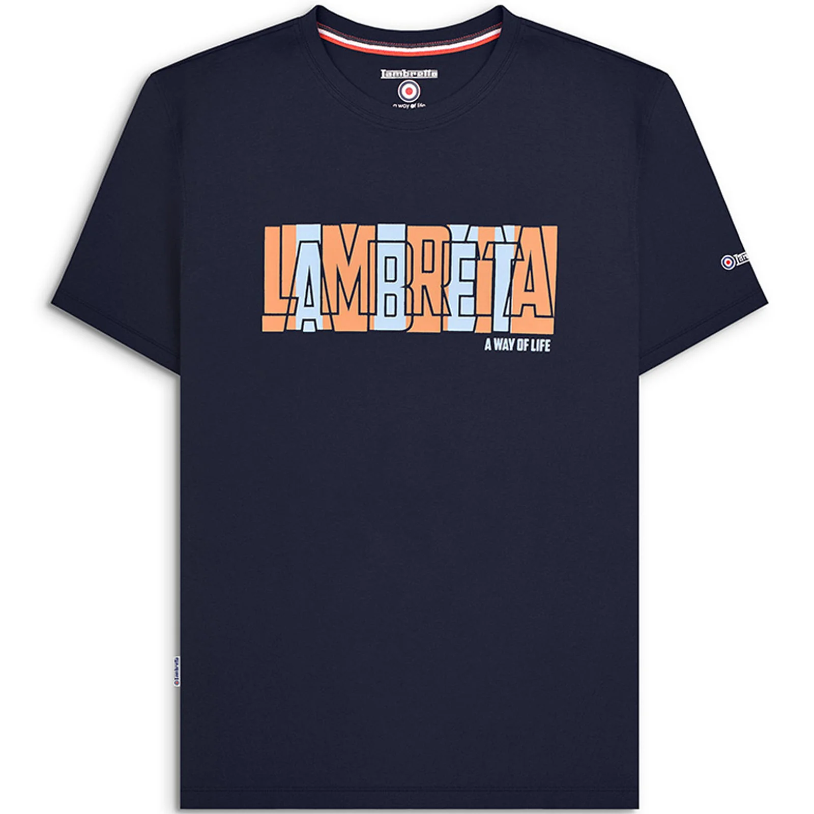 Lambretta Mens Title Text Short Sleeve Crew Neck Cotton T-Shirt - Image 2