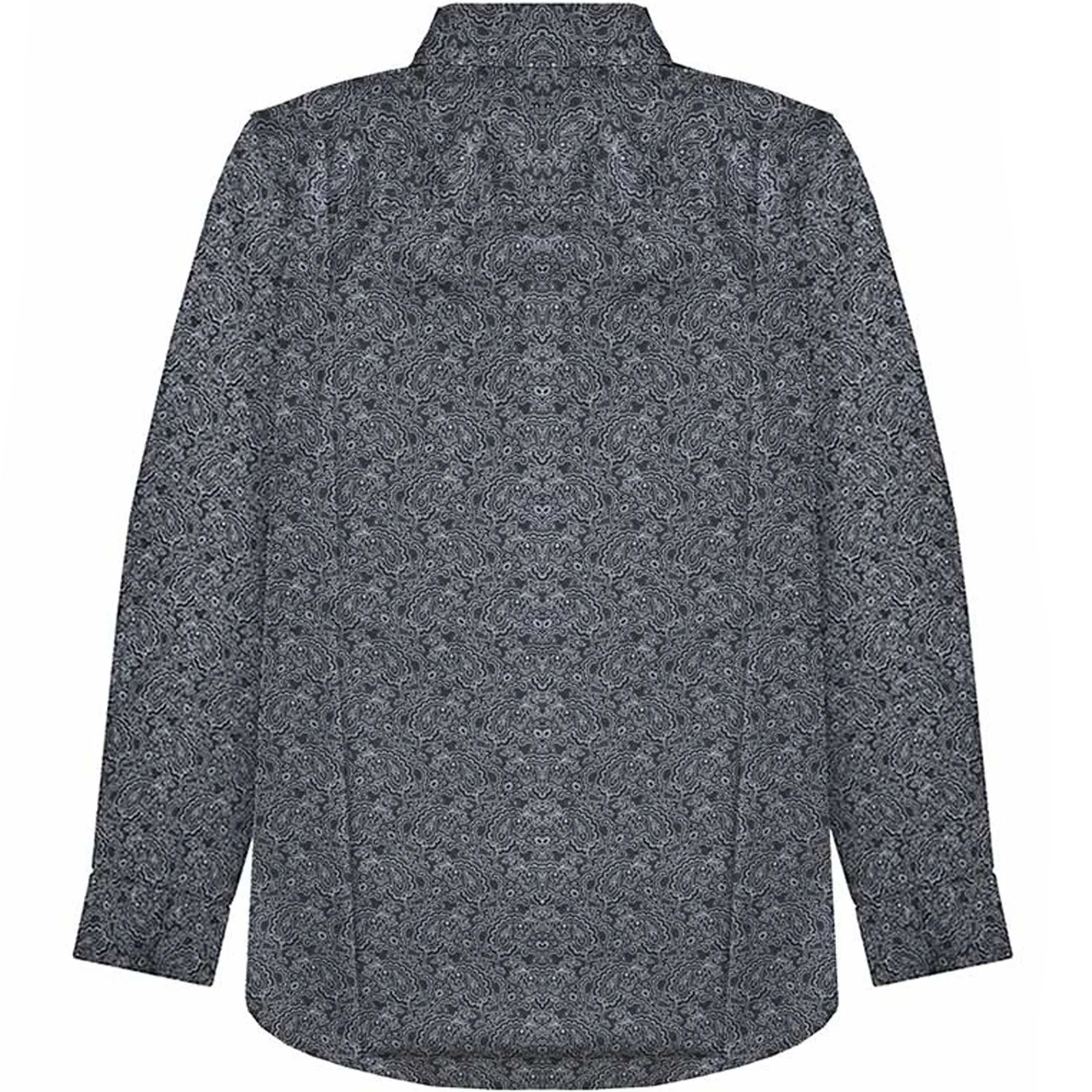 Lambretta Mens Tonal Paisley Long Sleeve Button Down Collar Shirt - Black - Image 2