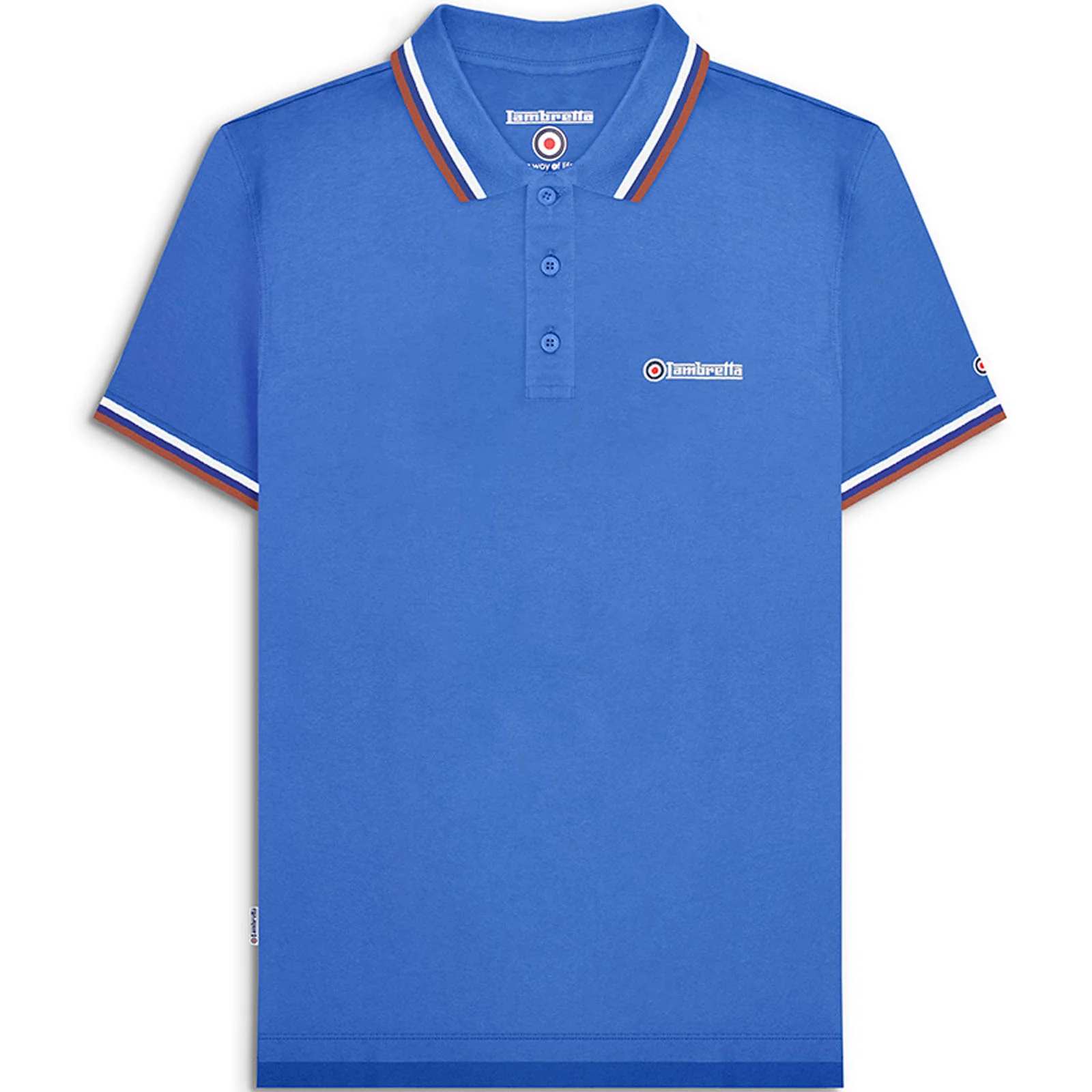 Lambretta Mens Triple Tipped Polo Shirt - Blue/White/Red - 2XL