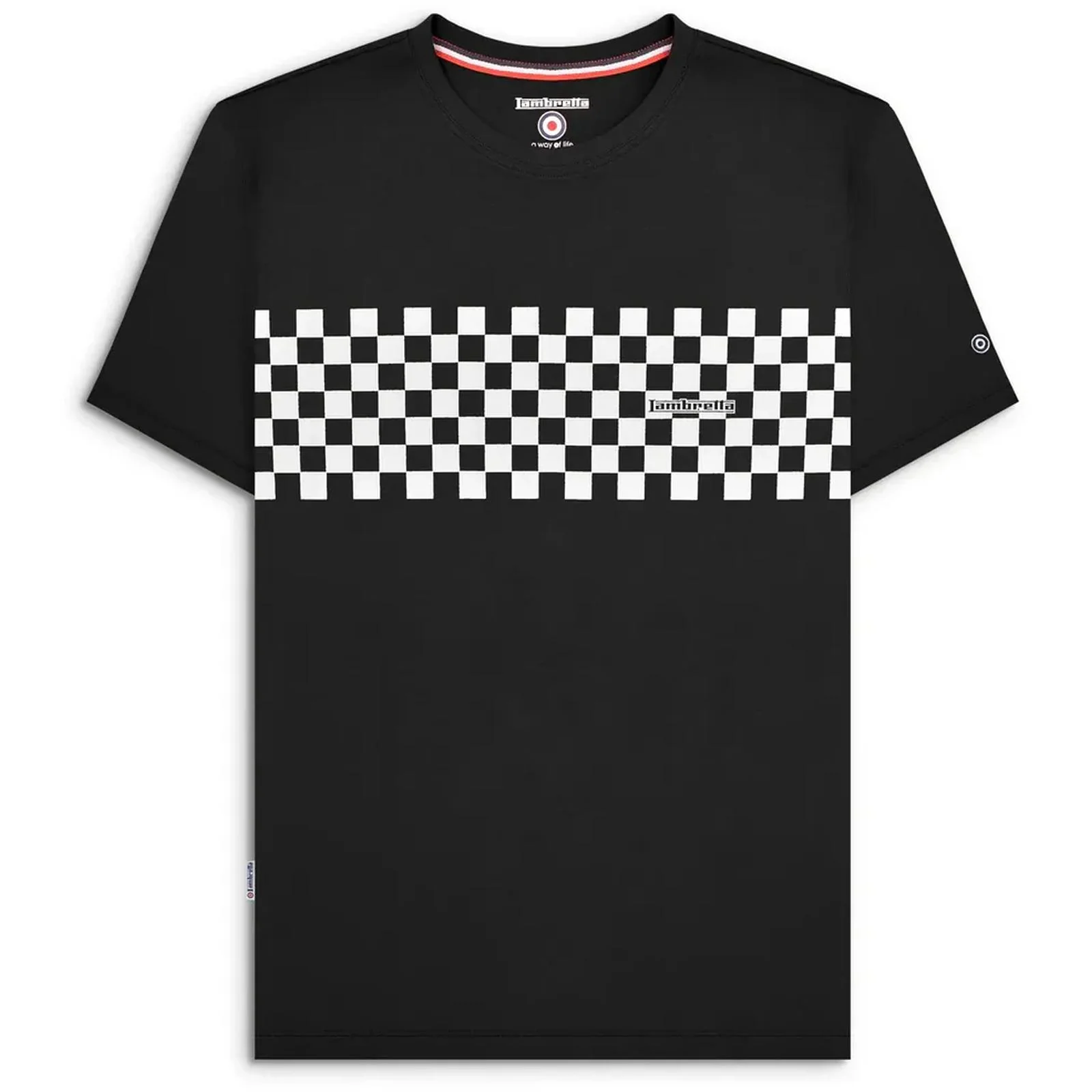 Lambretta Mens Two Tone Panel Short Sleeve Cotton T-Shirt - Image 2