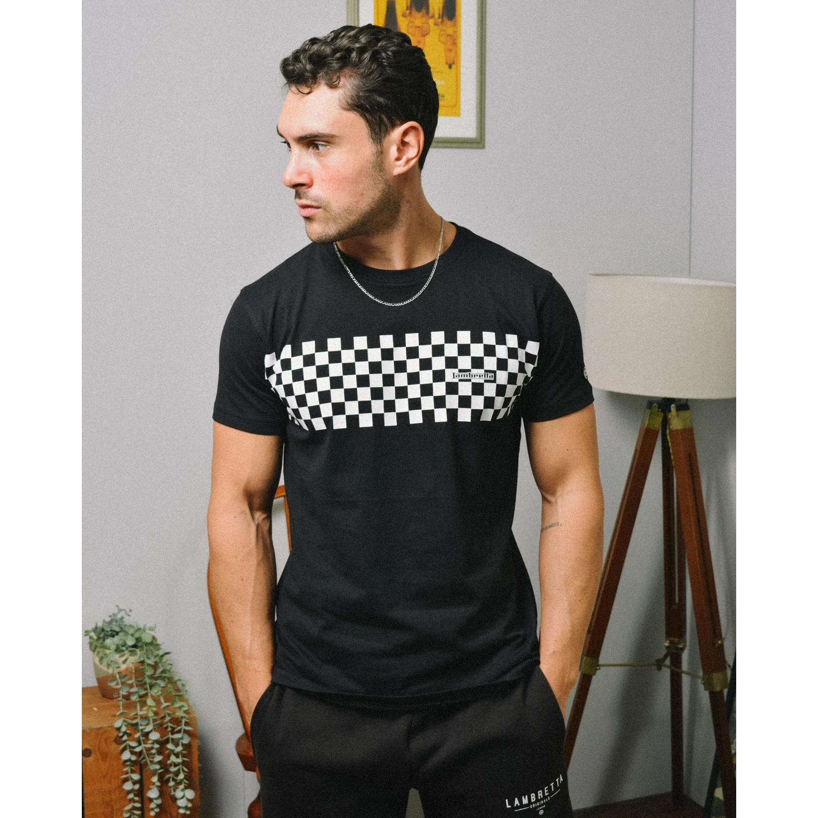 Lambretta Mens Two Tone Panel Short Sleeve Cotton T-Shirt - Image 4