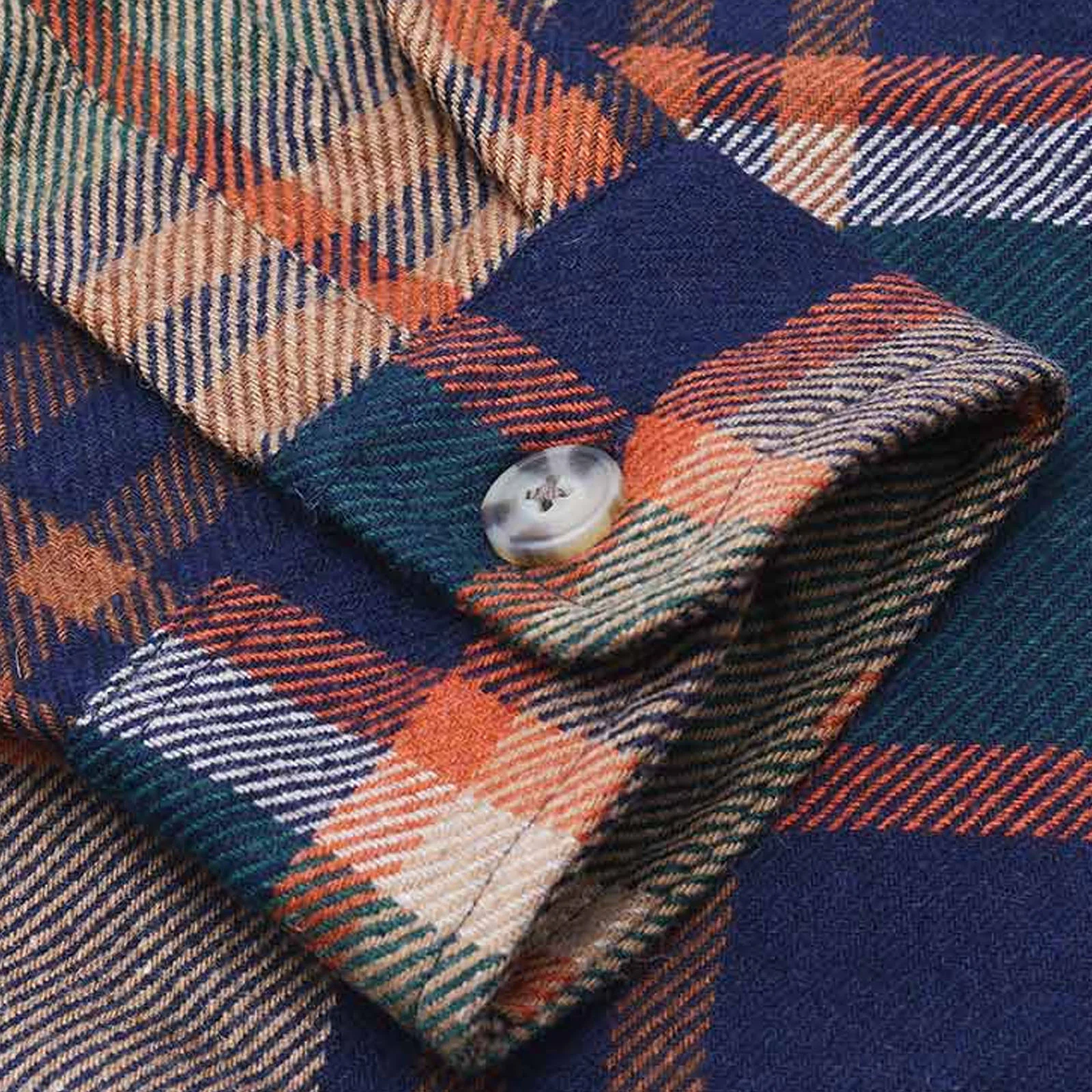 Lambretta Mens Wool Long Sleeve Checked Over Shirt - Brown/Orange - Image 6