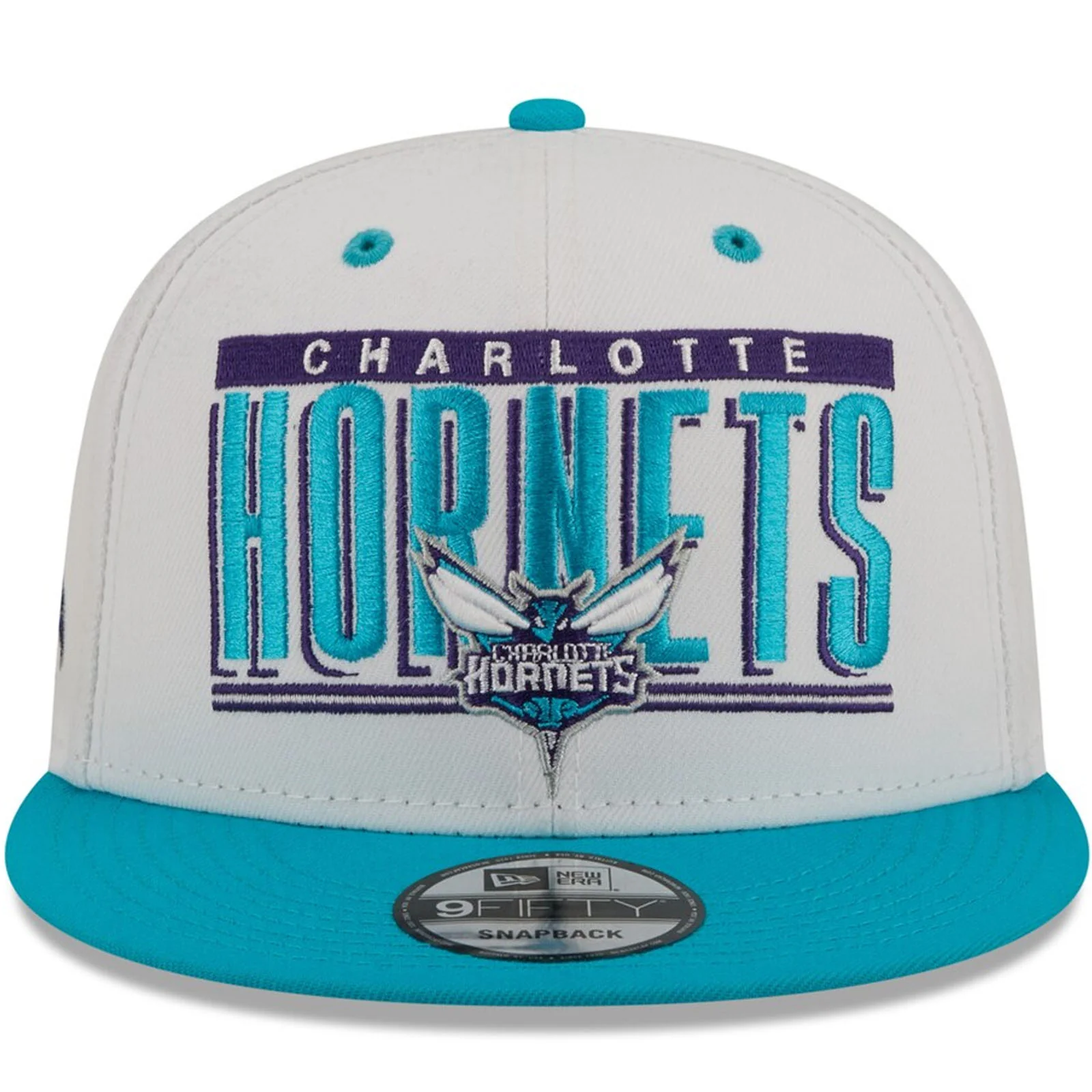 New Era Charlotte Hornets NBA 9FIFTY Retro Title Baseball Cap - White - Image 4