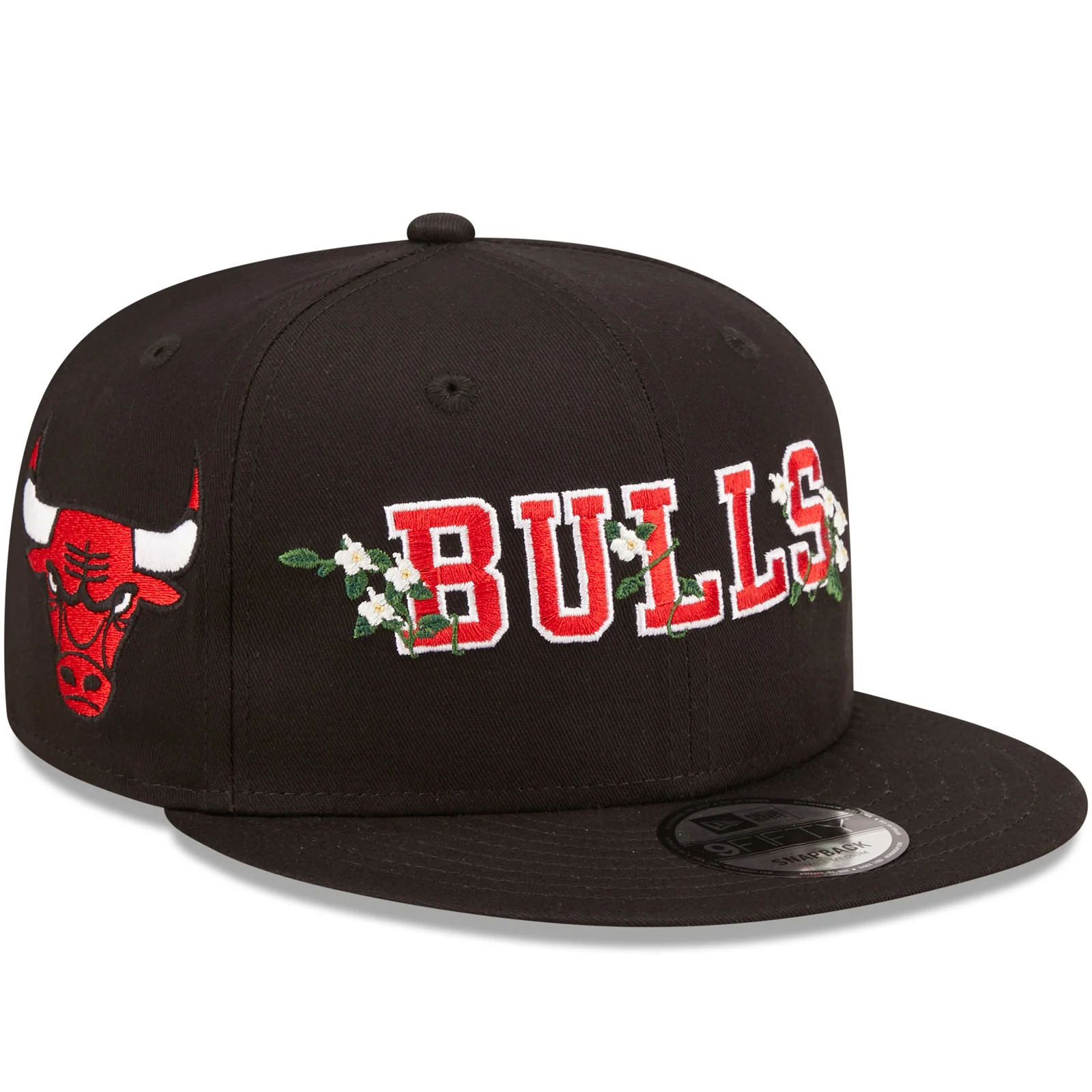 New Era Chicago Bulls Flower Wordmark 9FIFTY Snapback Cap - Black - Image 3
