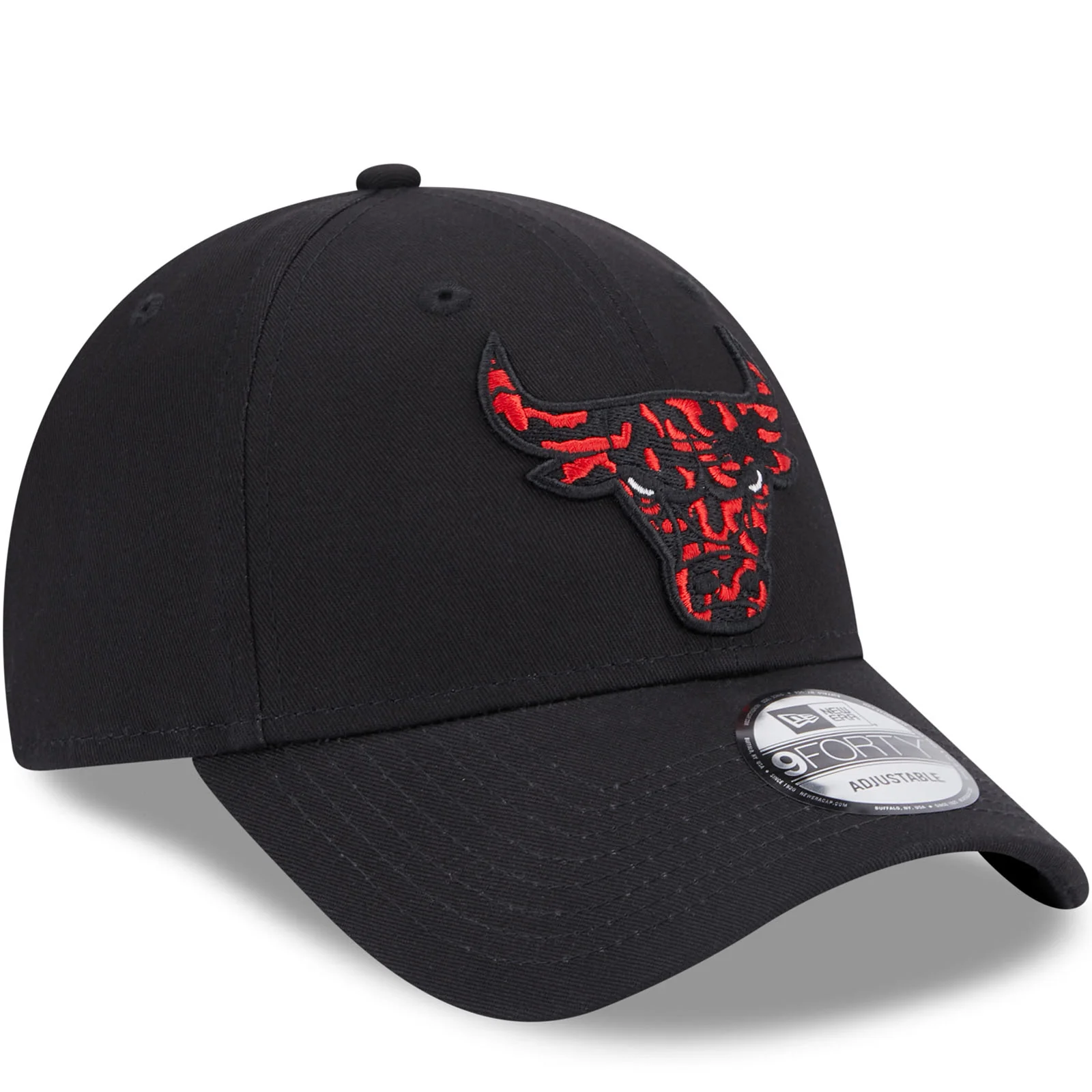 New Era Chicago Bulls Logo Infill 9FORTY Strapback Cap - Black - Image 3
