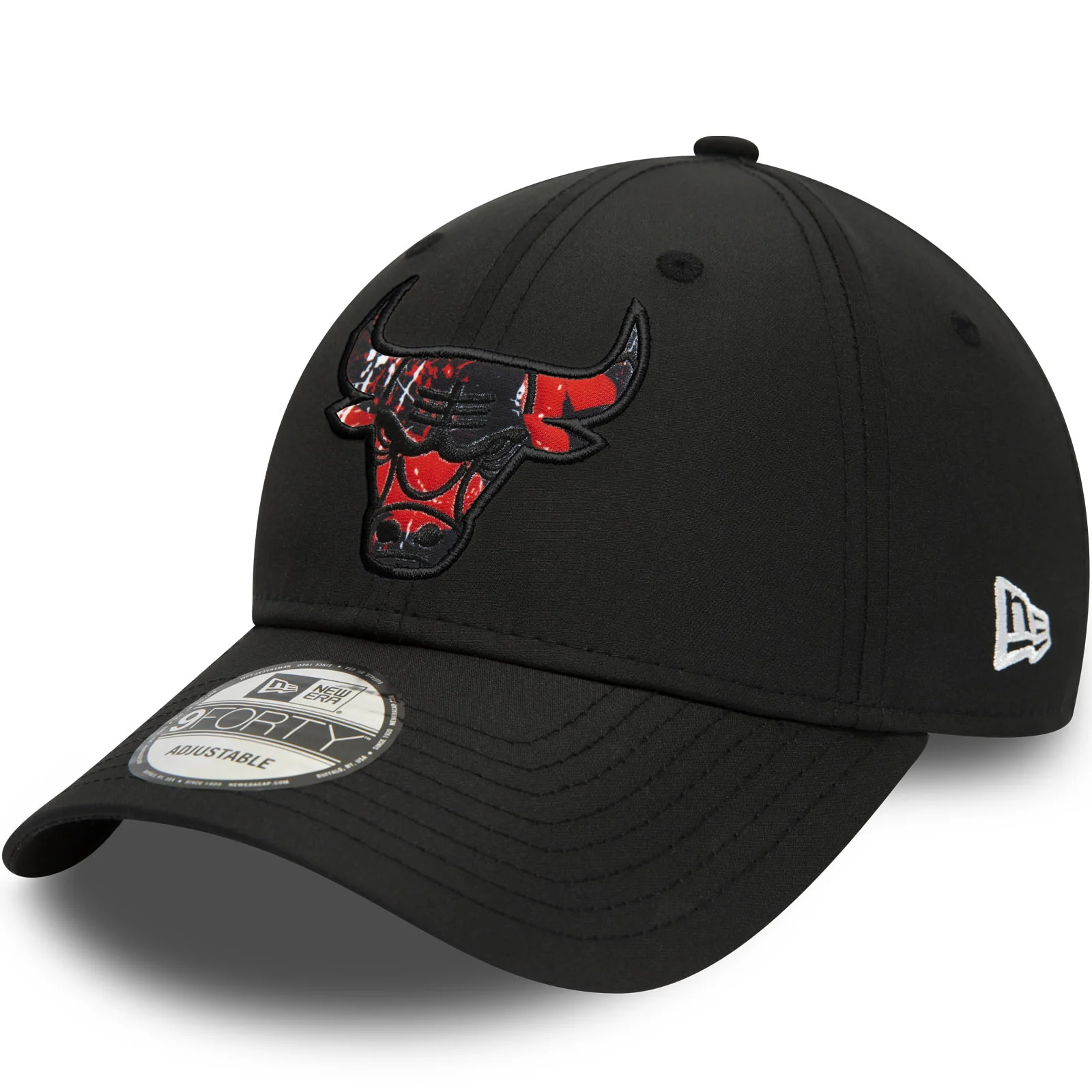 New Era Chicago Bulls Print Infill 9FORTY Baseball Cap - Black