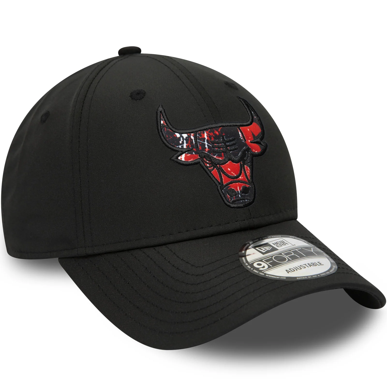 New Era Chicago Bulls Print Infill 9FORTY Baseball Cap - Black - Image 3