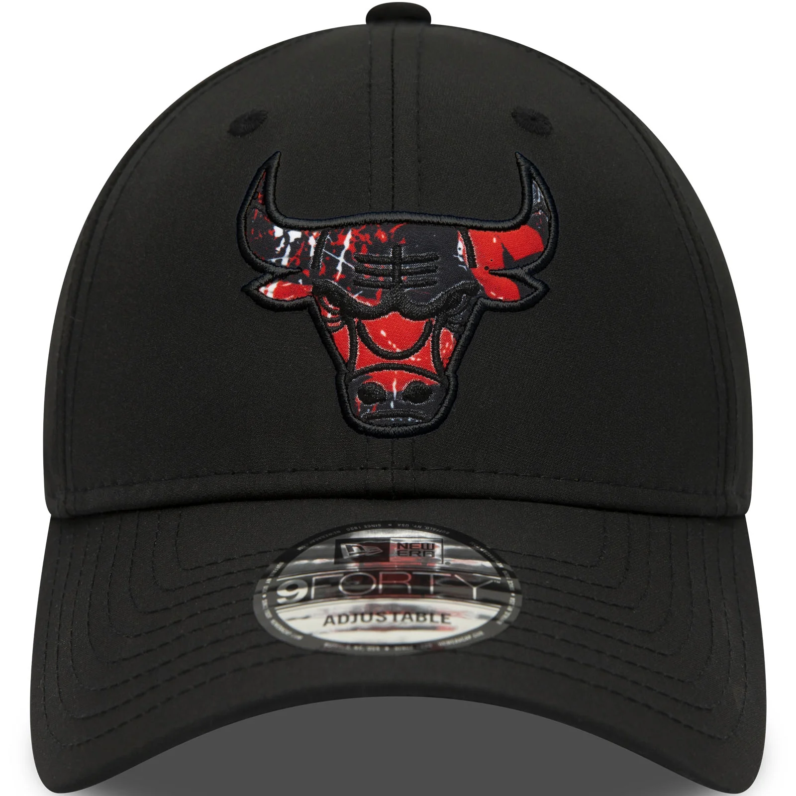 New Era Chicago Bulls Print Infill 9FORTY Baseball Cap - Black - Image 4