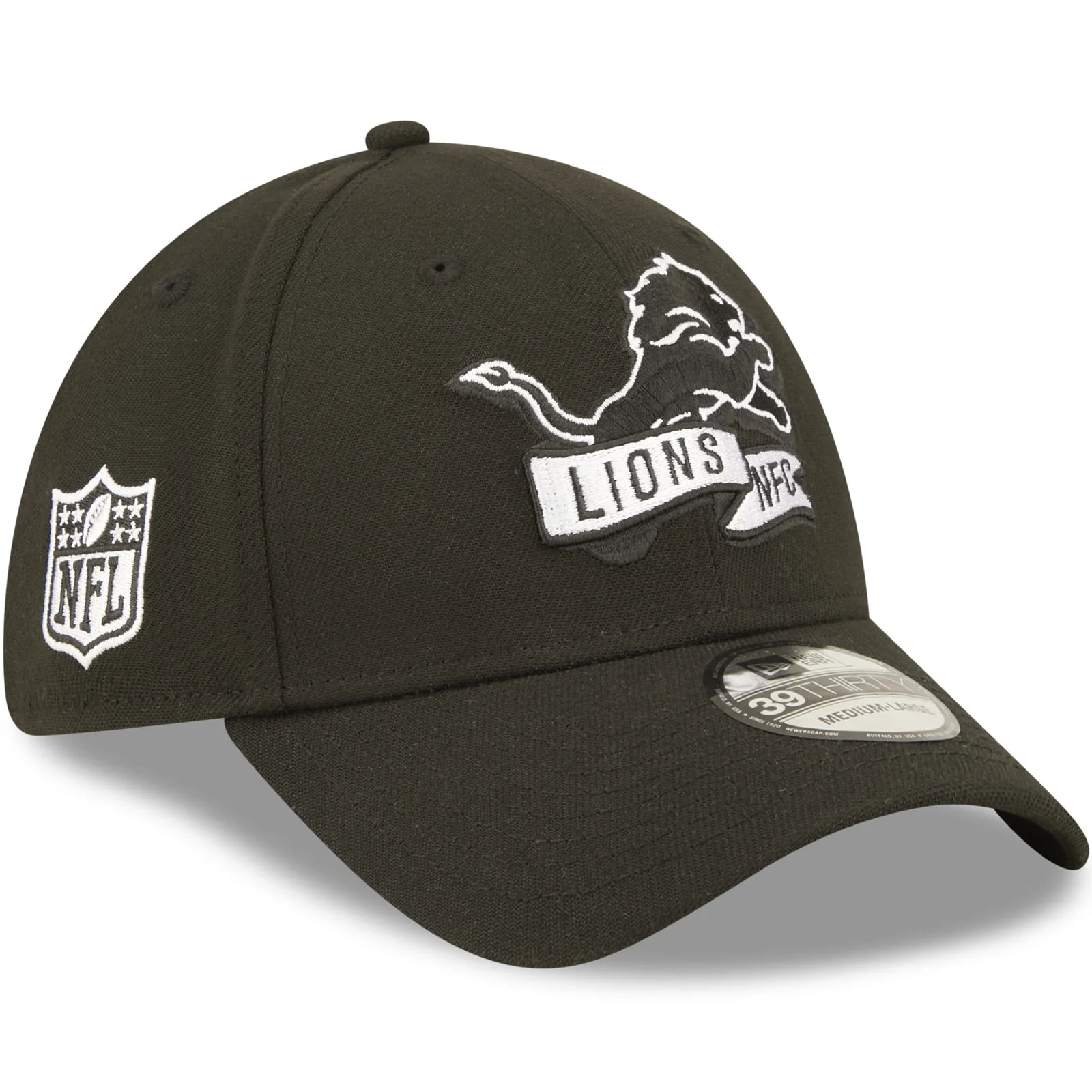 New Era Detroit Lions NFL 2022 Sideline 39THIRTY Baseball Cap - Black - Image 3