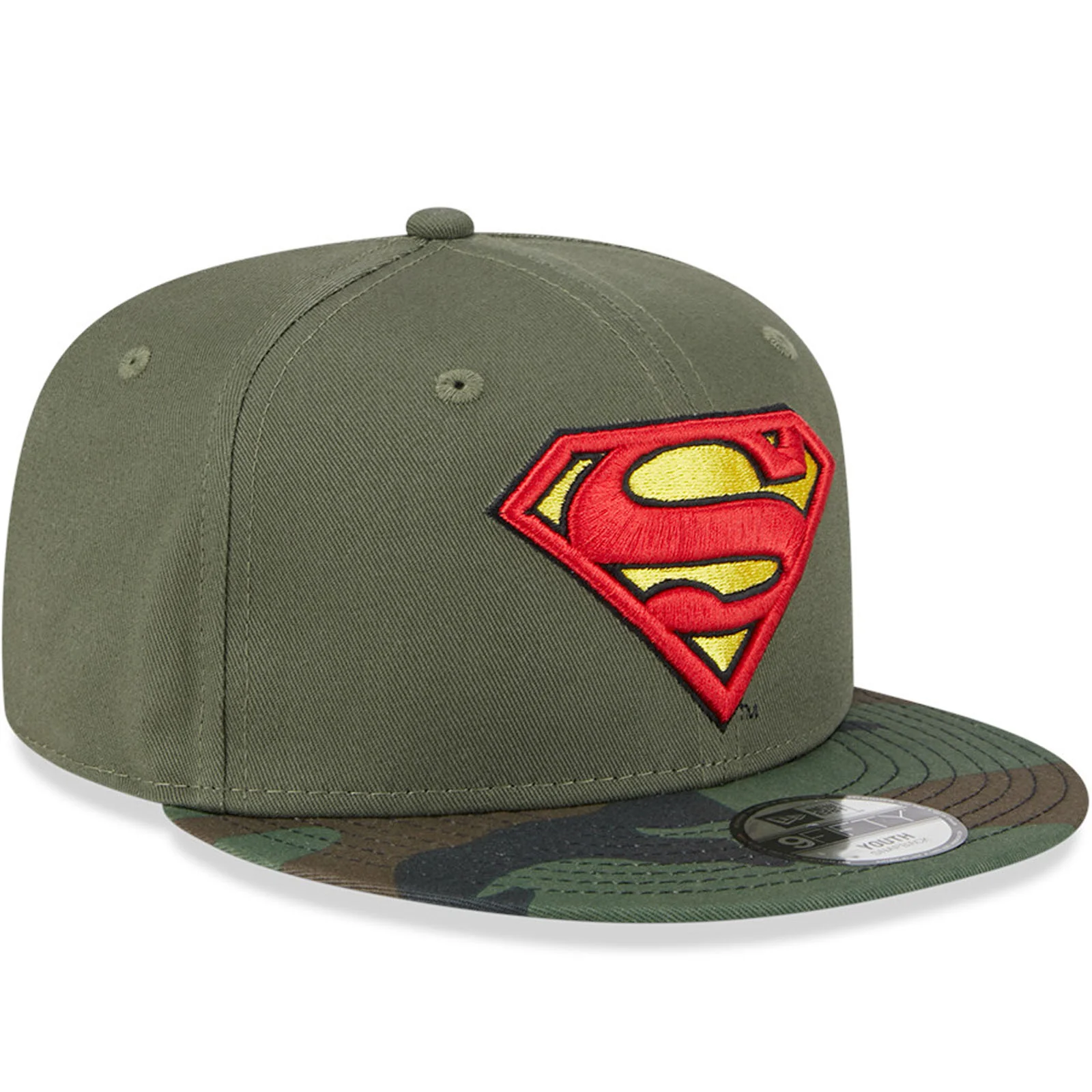 New Era Kids 9FIFTY DC Superman Flat Peak Snapback Cap - New Olive - Image 3