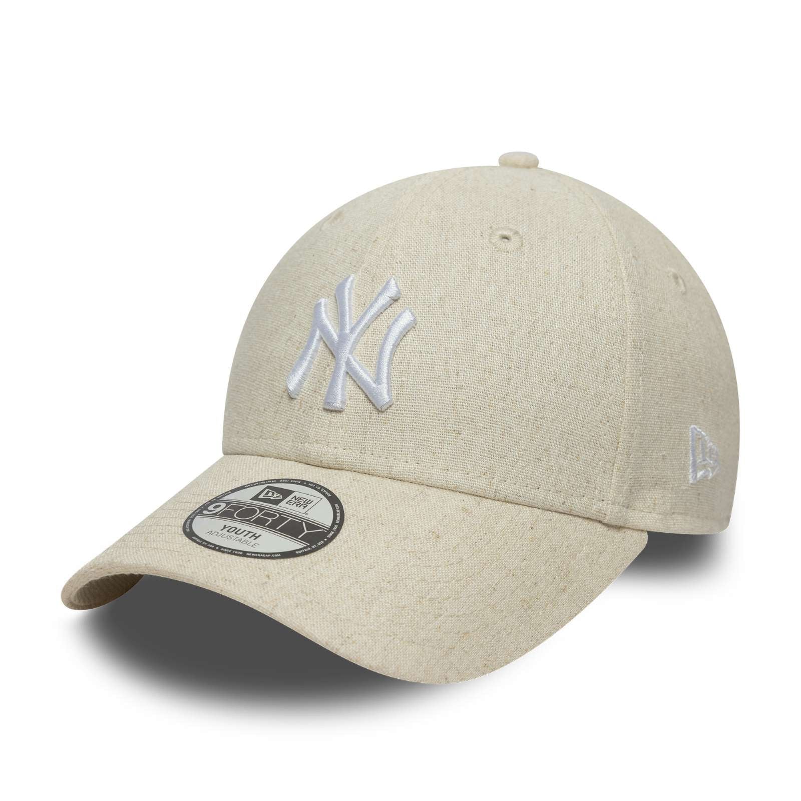 New Era Kids New York Yankees 9FORTY Linen Baseball Cap - Light Beige - YTH
