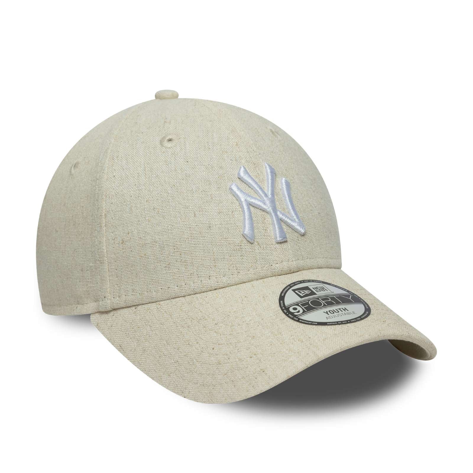 New Era Kids New York Yankees 9FORTY Linen Baseball Cap - Light Beige - YTH - Image 3