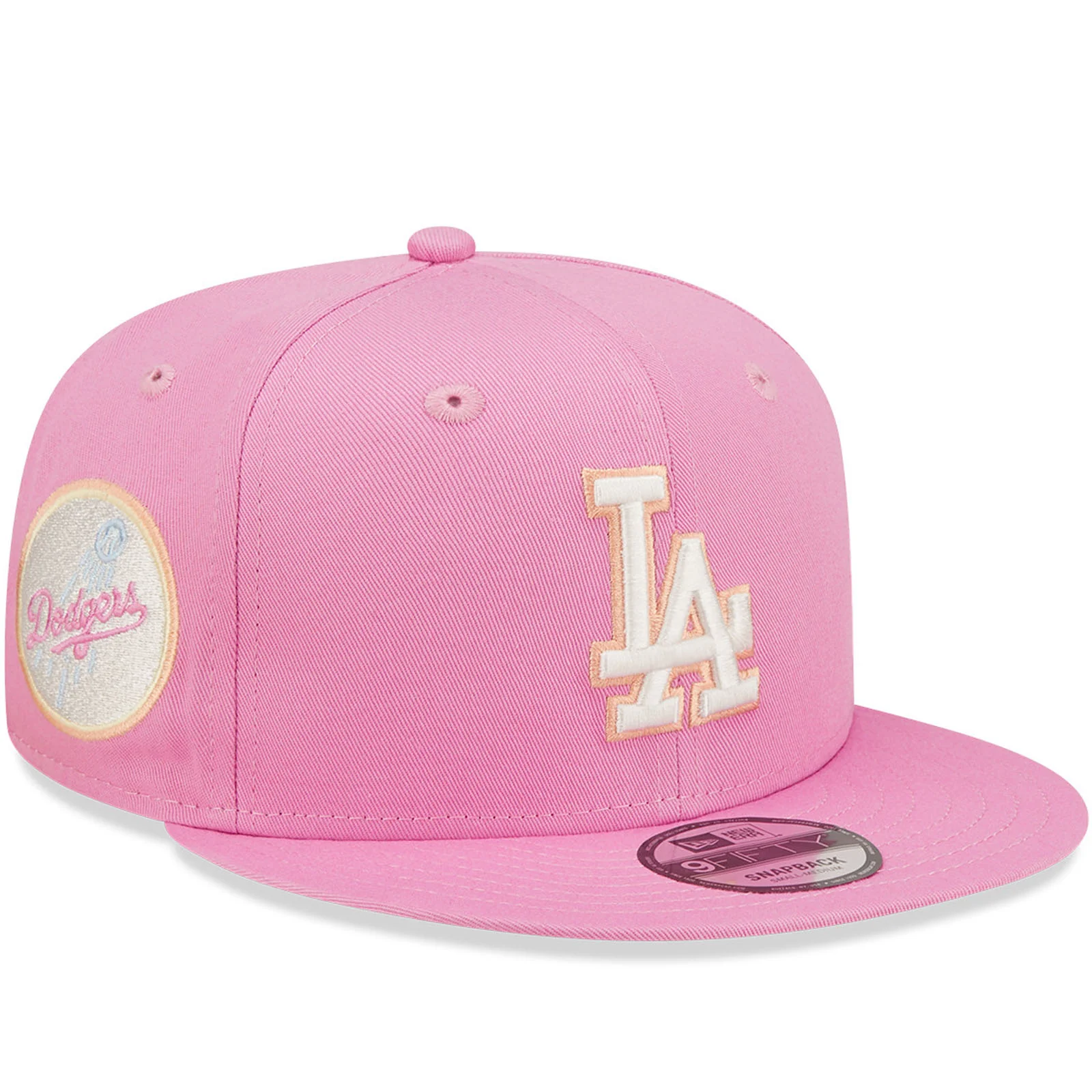 New Era LA Dodgers Pastel Patch 9FIFTY Snapback Cap - Pink - Image 3