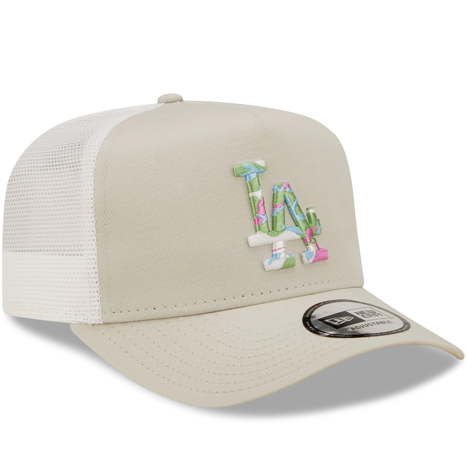 New Era LA Dodgers Seasonal Infill A-Frame Snapback Trucker Cap - Cream - Image 3