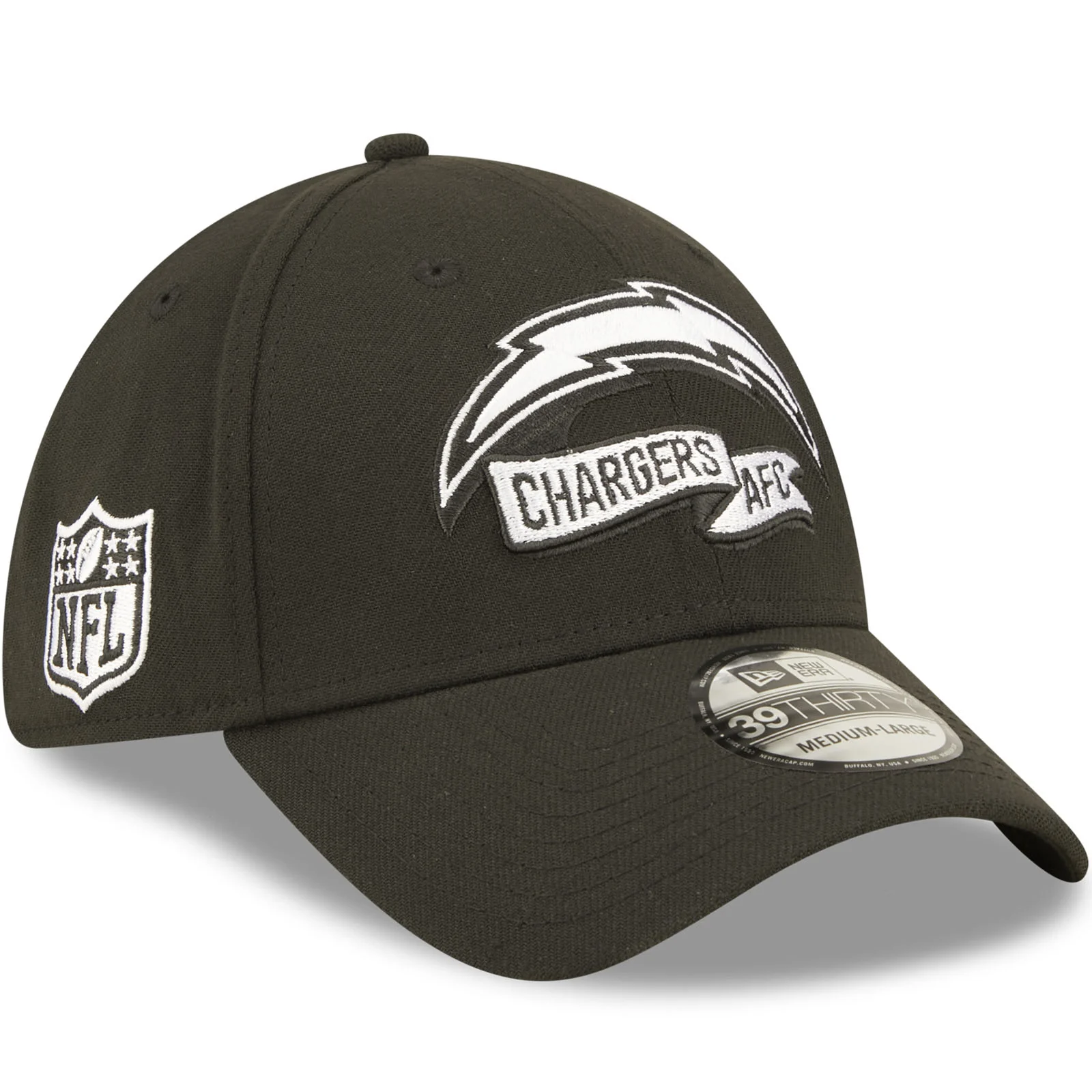 New Era Los Angeles Chargers NFL 2022 Sideline 39THIRTY Baseball Cap - Black - Image 3