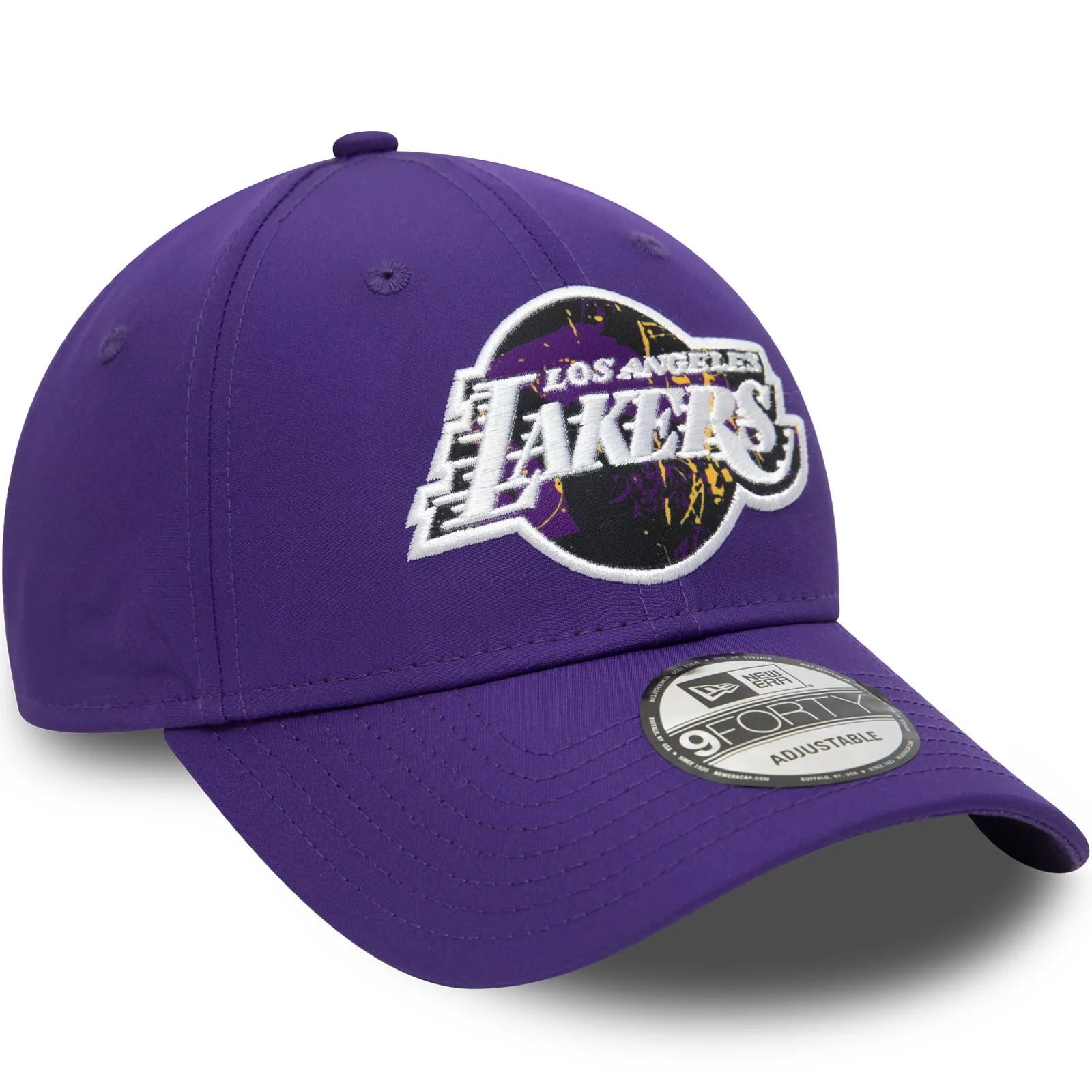New Era Los Angeles Lakers Print Infill 9FORTY Baseball Cap - Black - Image 3