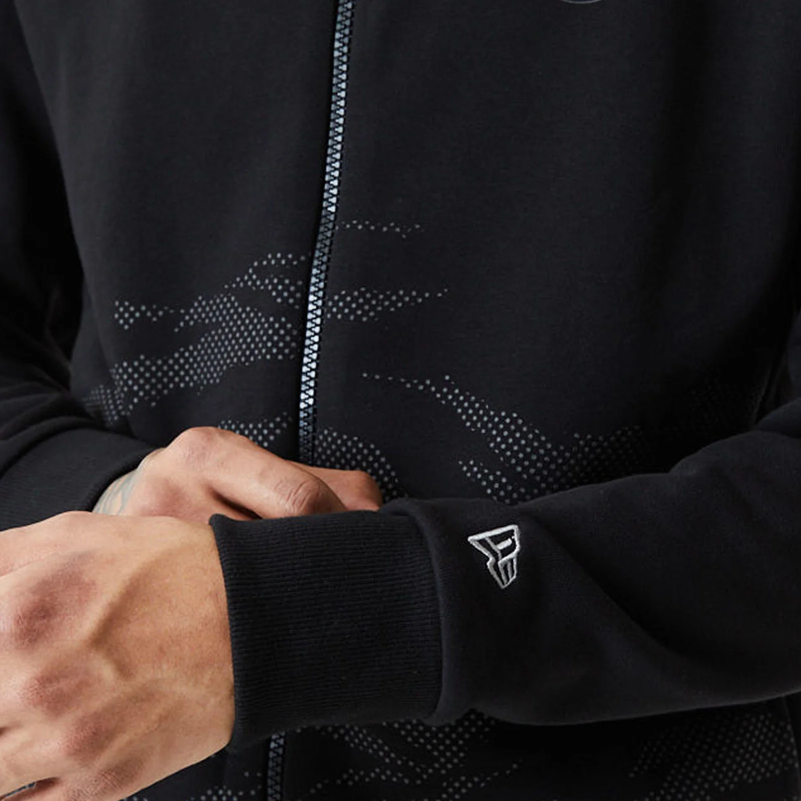 New Era Mens Chicago Bulls NBA Reflective Camo Full Zip Hoodie - Black - Image 3