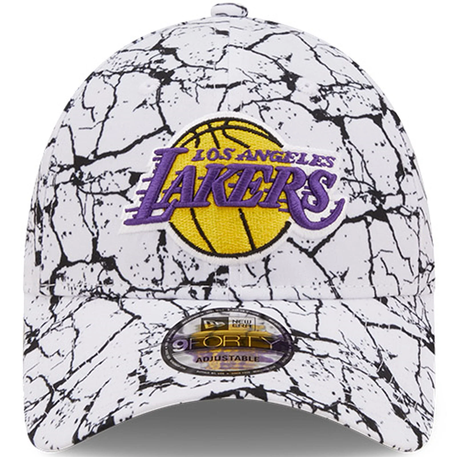 New Era Mens LA Lakers 9FORTY NBA Marble Baseball Cap - White - Image 4