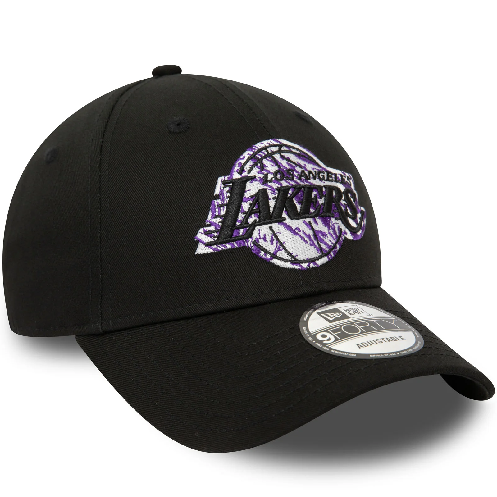 New Era Mens LA Lakers NBA Infill 9FORTY Baseball Cap - Black - Image 3