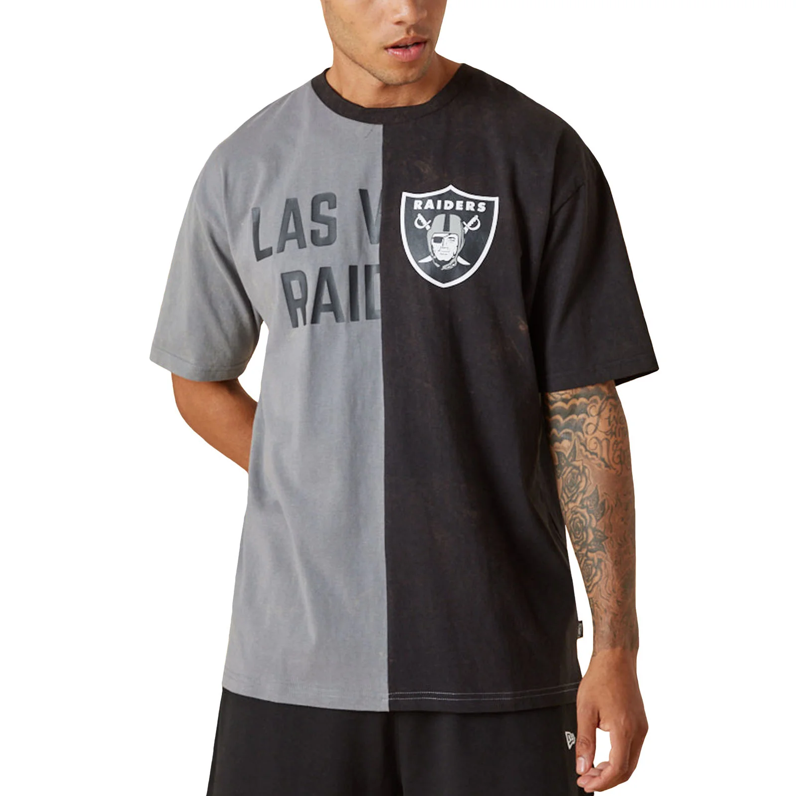 New Era Mens Las Vegas Raiders Split Graphic T-Shirt - Grey