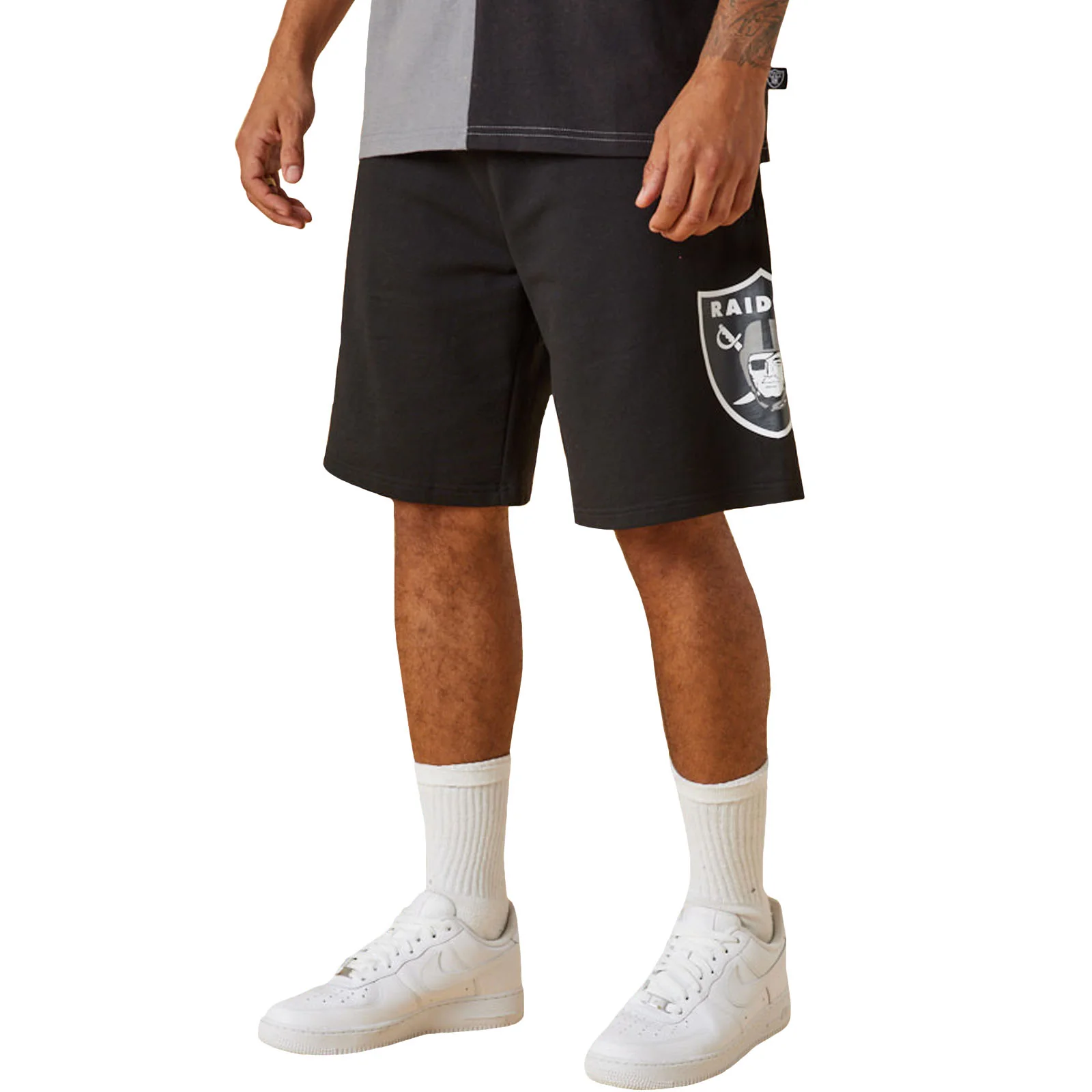 New Era Mens Las Vegas Raiders Washed Team Logo Sweat Shorts - Black
