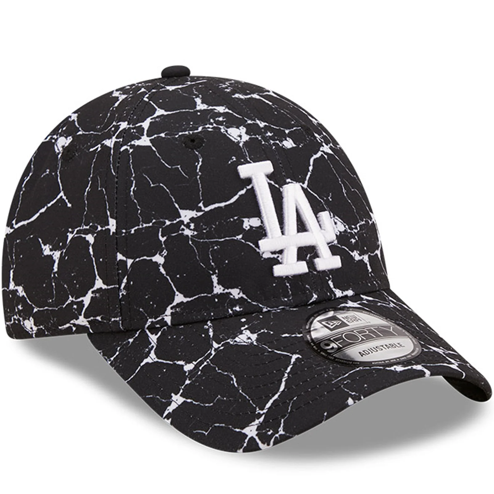 New Era Mens Los Angeles Dodgers 9FORTY MLB Marble Baseball Cap - Black - Image 3