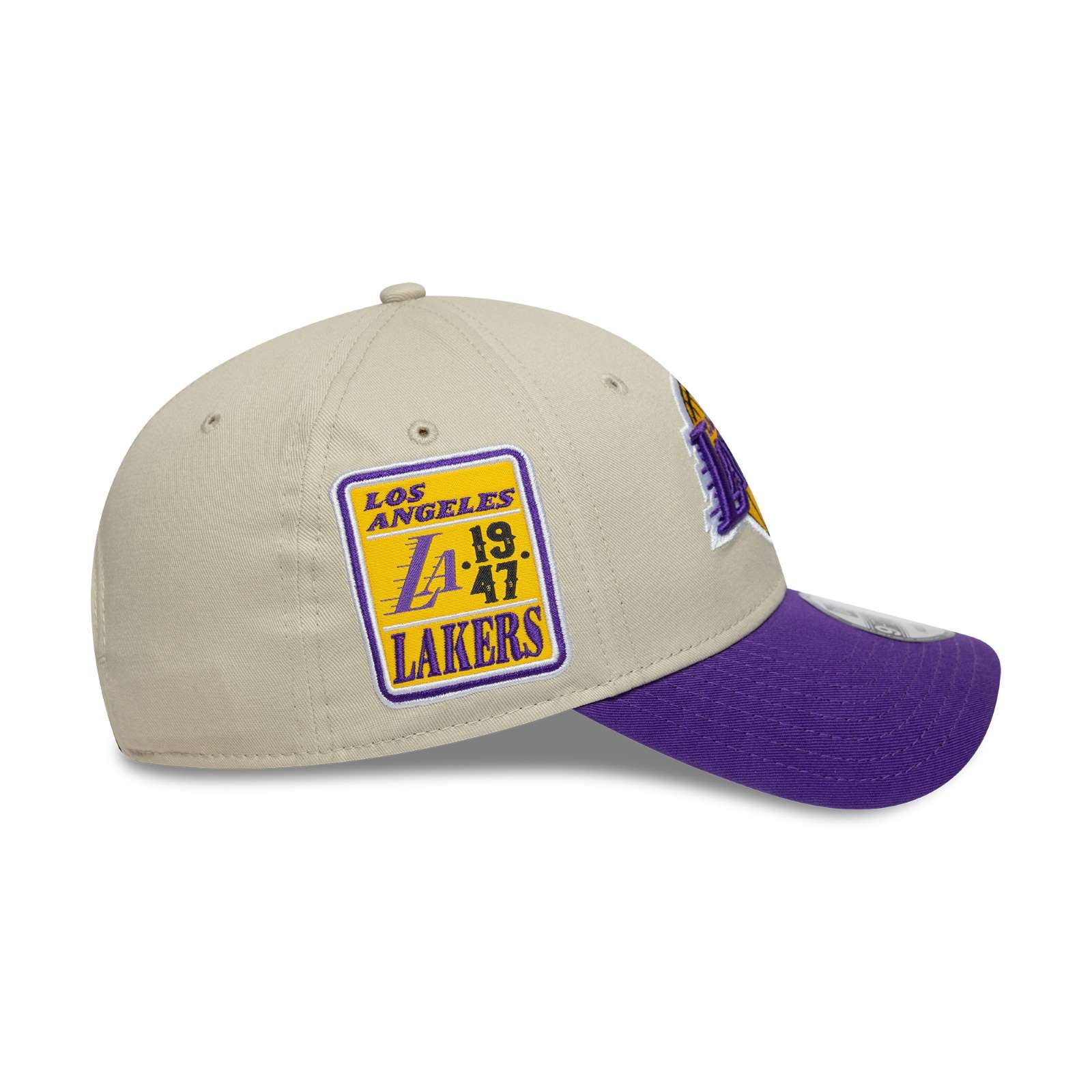 New Era Mens Los Angeles Lakers 9FORTY Contrast Patch Baseball Cap - Light Beige - OSFM - Image 2