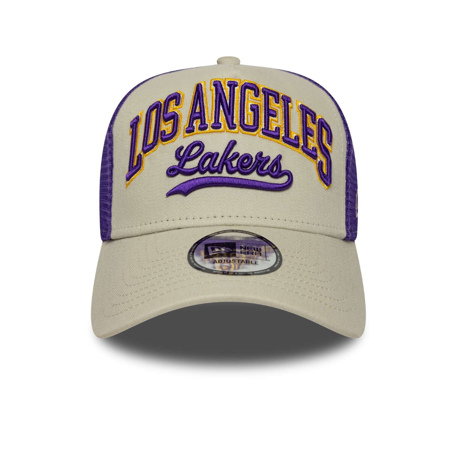 New Era Mens Los Angeles Lakers 9FORTY Script Ef Trucker Cap - Light Beige - OSFM - Image 2