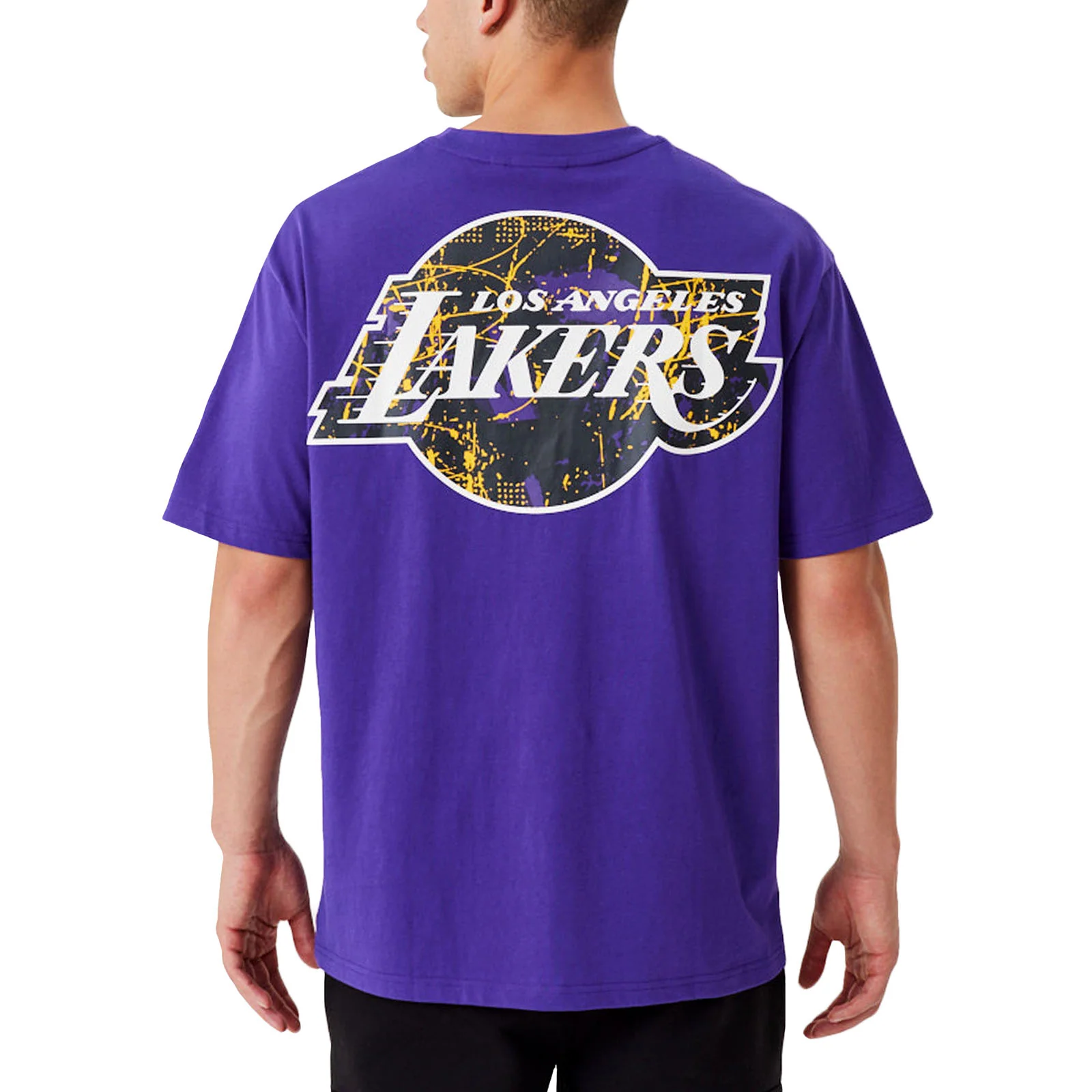 New Era Mens Los Angeles Lakers Infill Team Logo Oversized T-Shirt - Purple