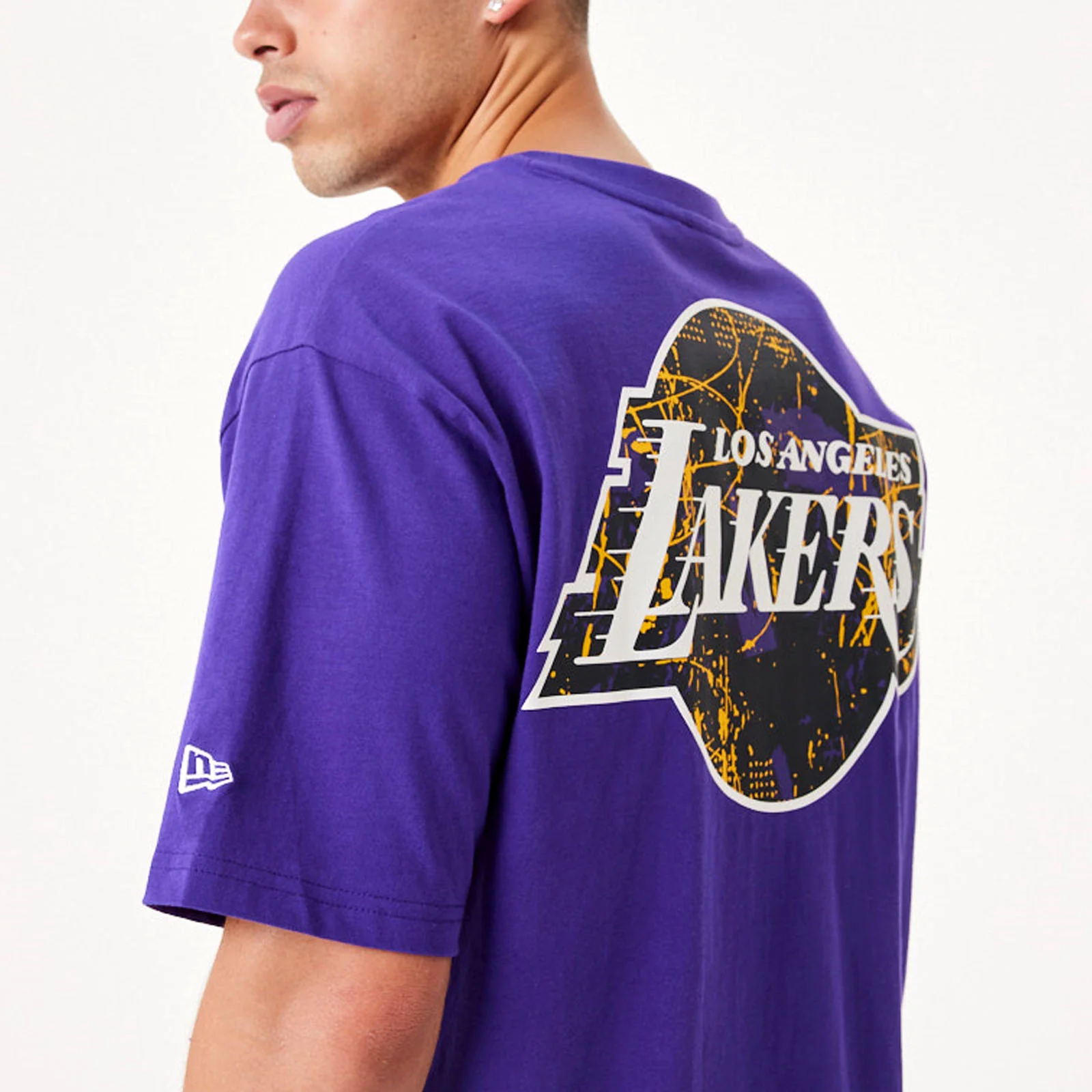 New Era Mens Los Angeles Lakers Infill Team Logo Oversized T-Shirt - Purple - Image 5