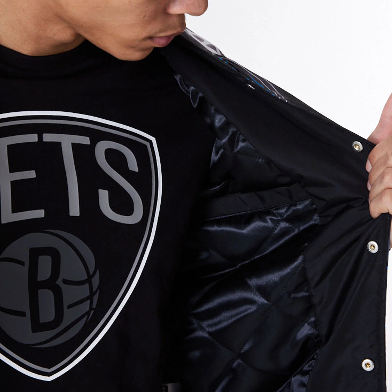 New Era Mens NBA All Over Print Graphic Bomber Jacket - Black - Image 5