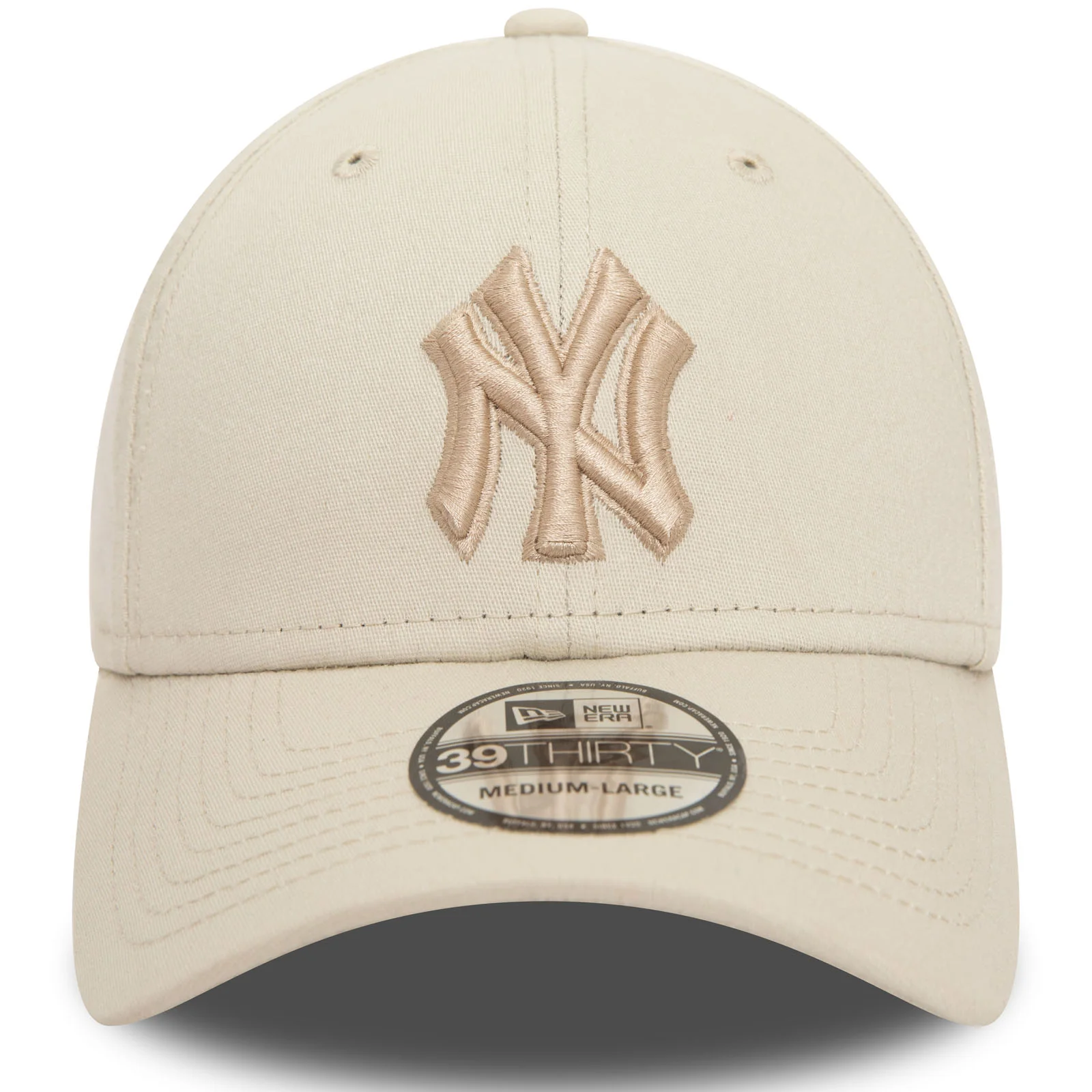 New Era Mens New York Yankees MLB Outline 39THIRTY Baseball Cap - Cream - Image 4