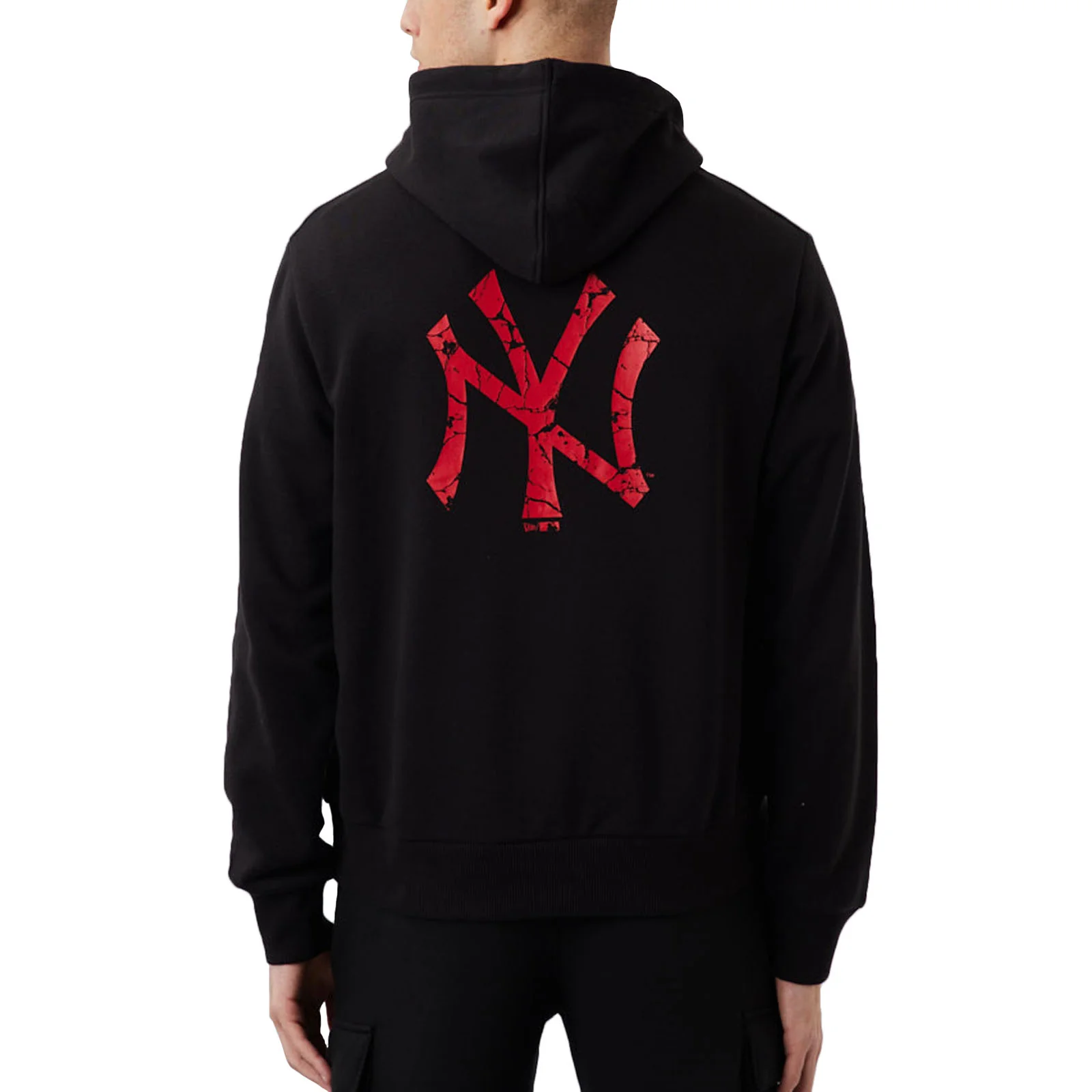 New Era Mens New York Yankees MLB Script Team Hoodie - Black - Image 2