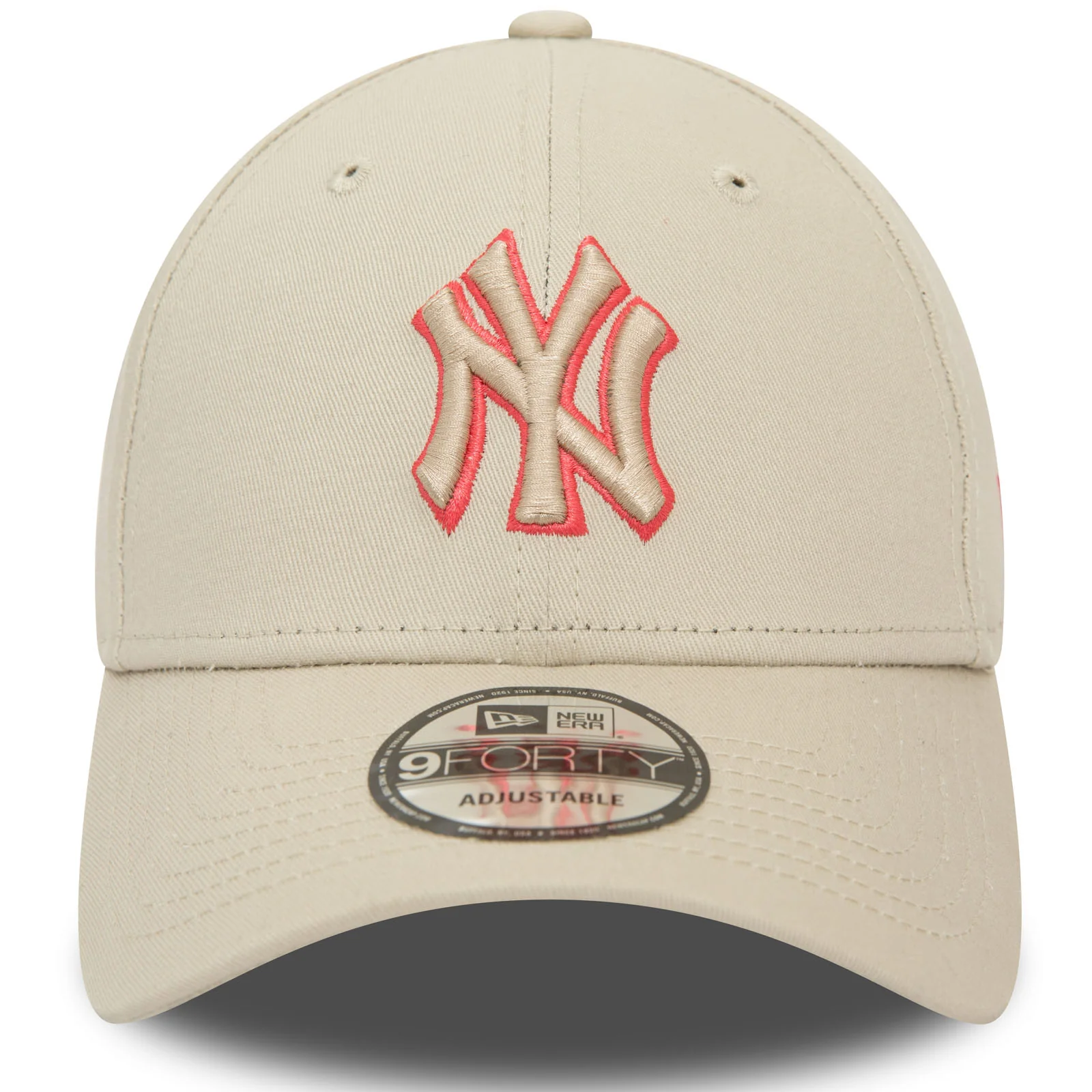 New Era Mens New York Yankees Team Outline 9FORTY Cap - Cream - Image 4
