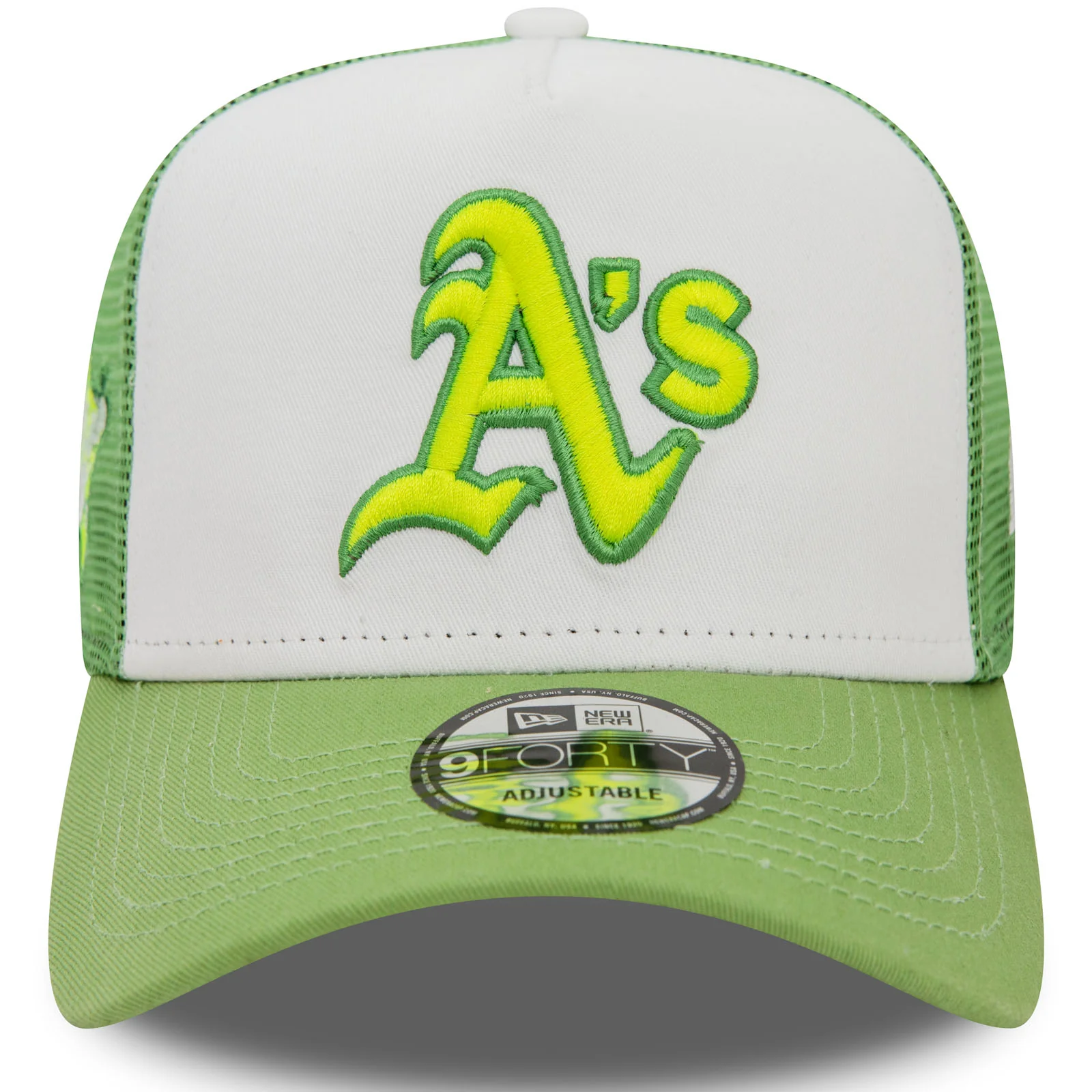 New Era Mens Oakland Athletics Style Activist 9FORTY E-Frame Trucker Cap - Green - Image 4