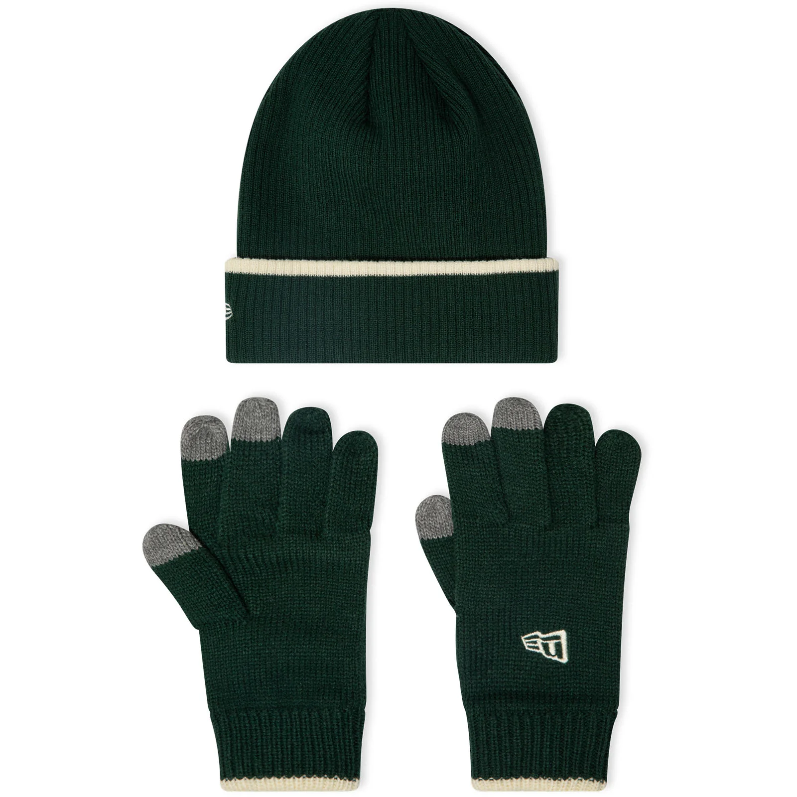 New Era Mens Script Bobble Hat Gloves Set - Dark Green - Image 2