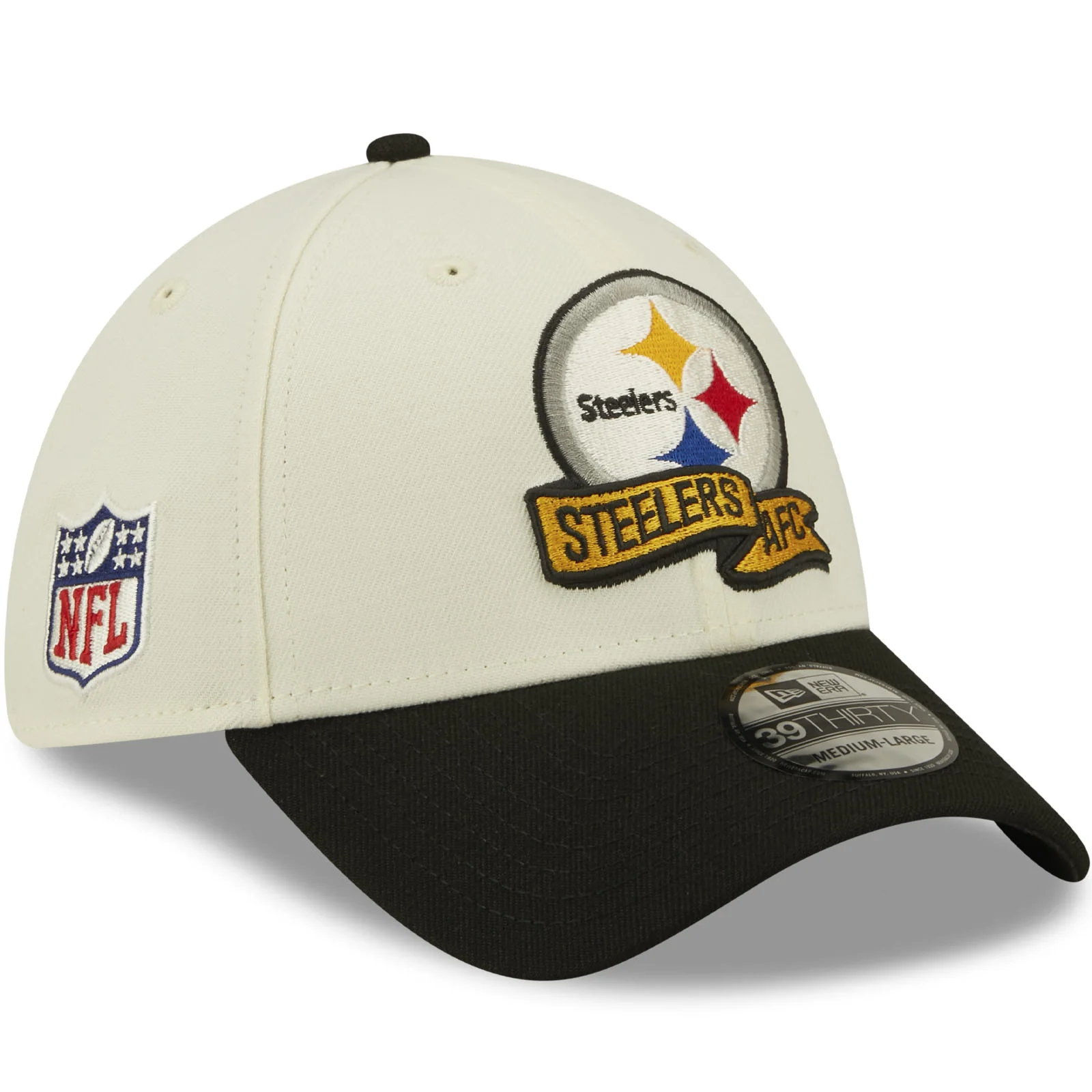 New Era Pittsburgh Steelers NFL 2022 Sideline 39THIRTY Baseball Cap - Cream - Image 3