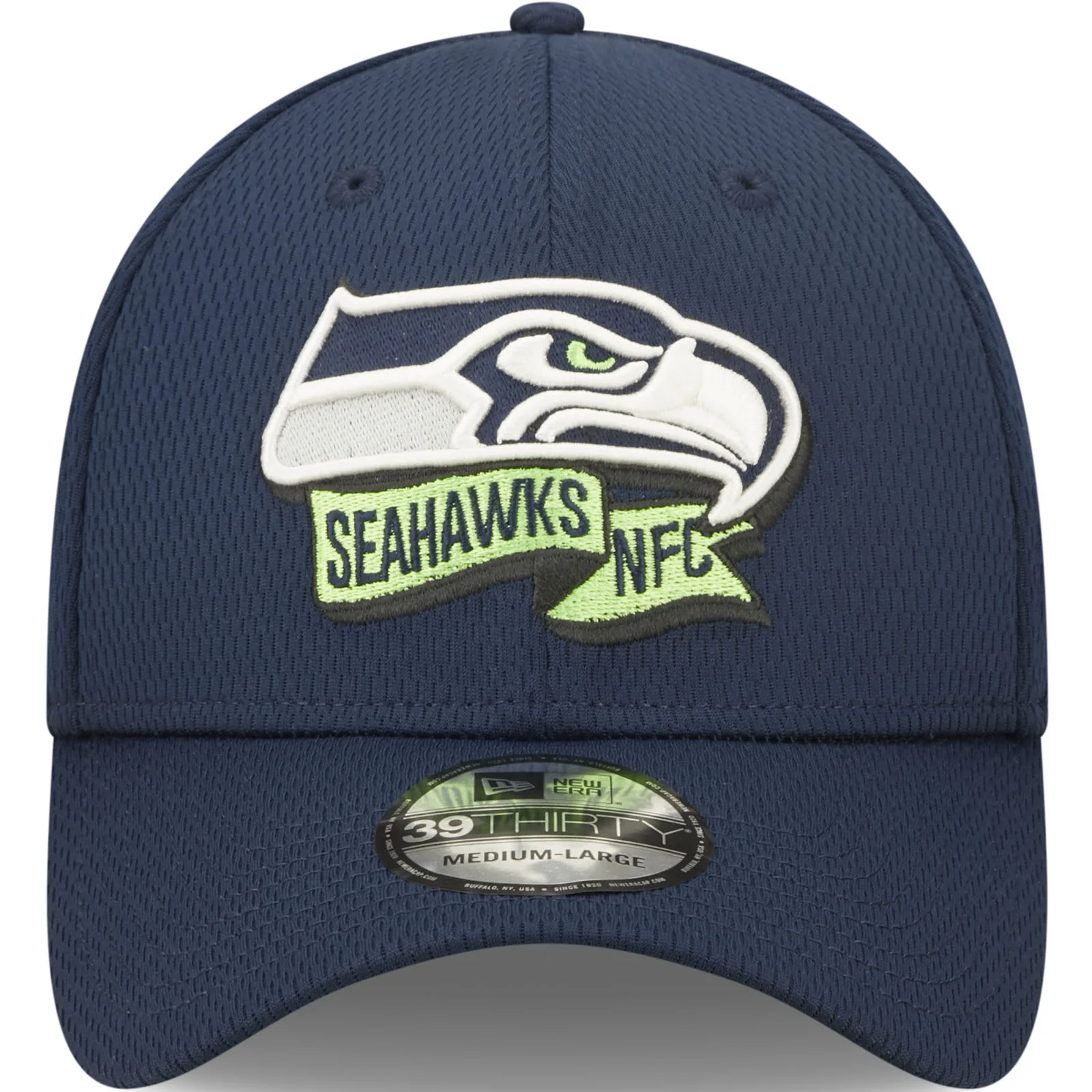 New Era Seattle Seahawks NFL 39THIRTY Sideline Coach 2022 Baseball Cap - Navy - Image 4
