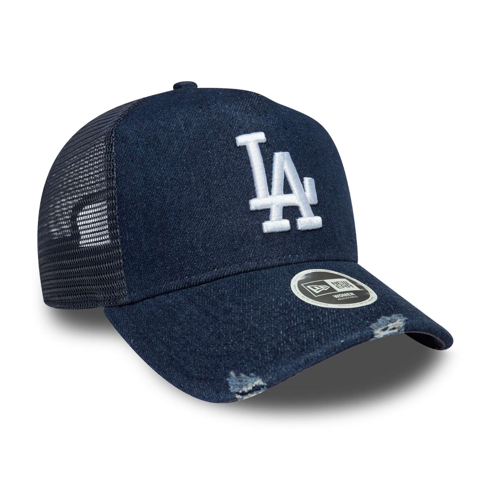 New Era Womens Los Angeles Dodgers 9FORTY Denim Trucker Cap - Navy - OSFM - Image 3