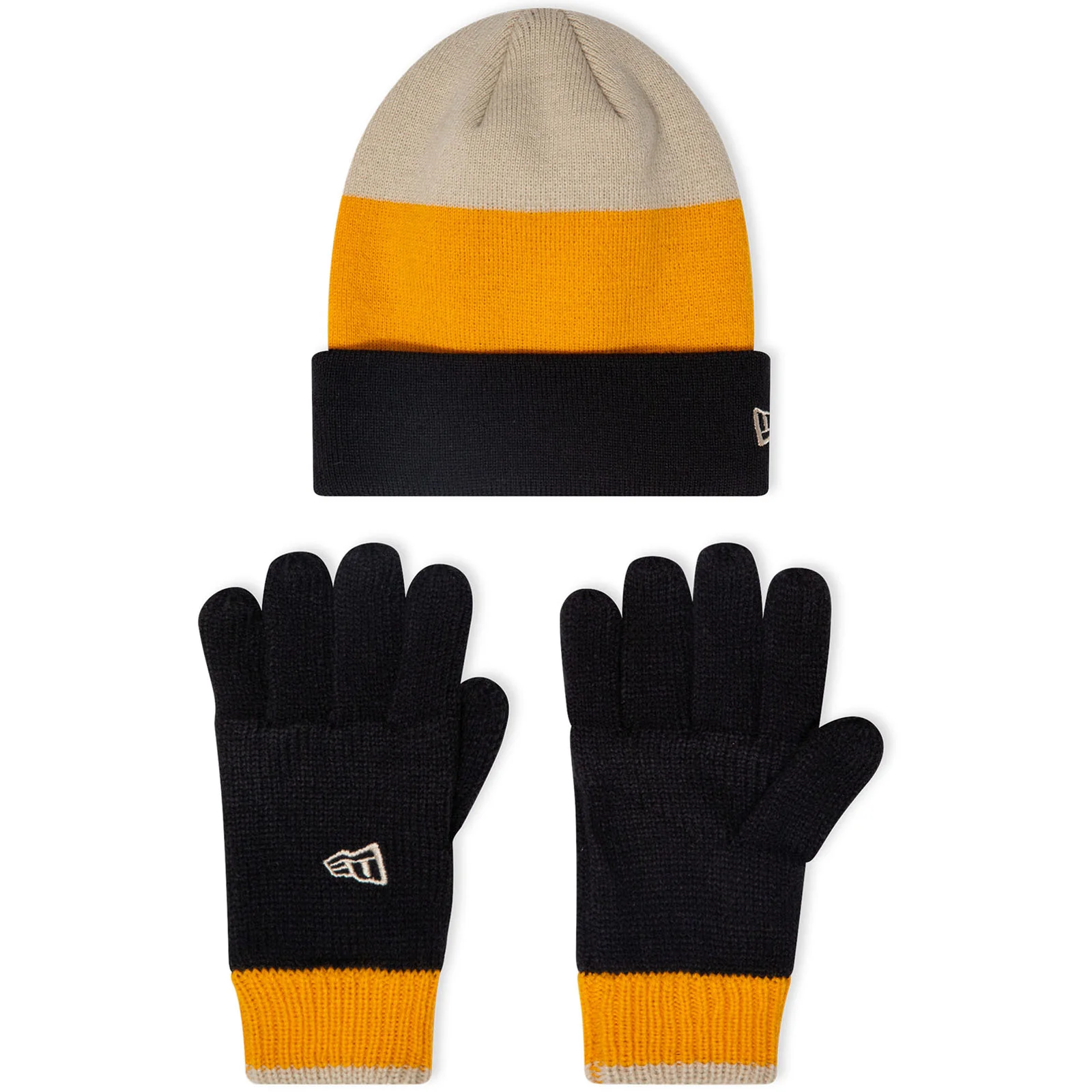 New Era Kids Stripe Bobble Hat Gloves Set - Navy