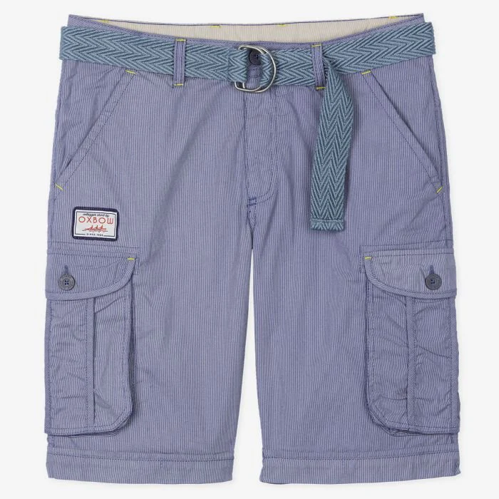 OXBOW Mens Orpek Bermuda Cotton Cargo Shorts with Belt - Image 2