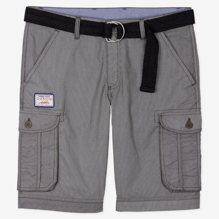 OXBOW Mens Orpek Bermuda Cotton Cargo Shorts with Belt - Image 3