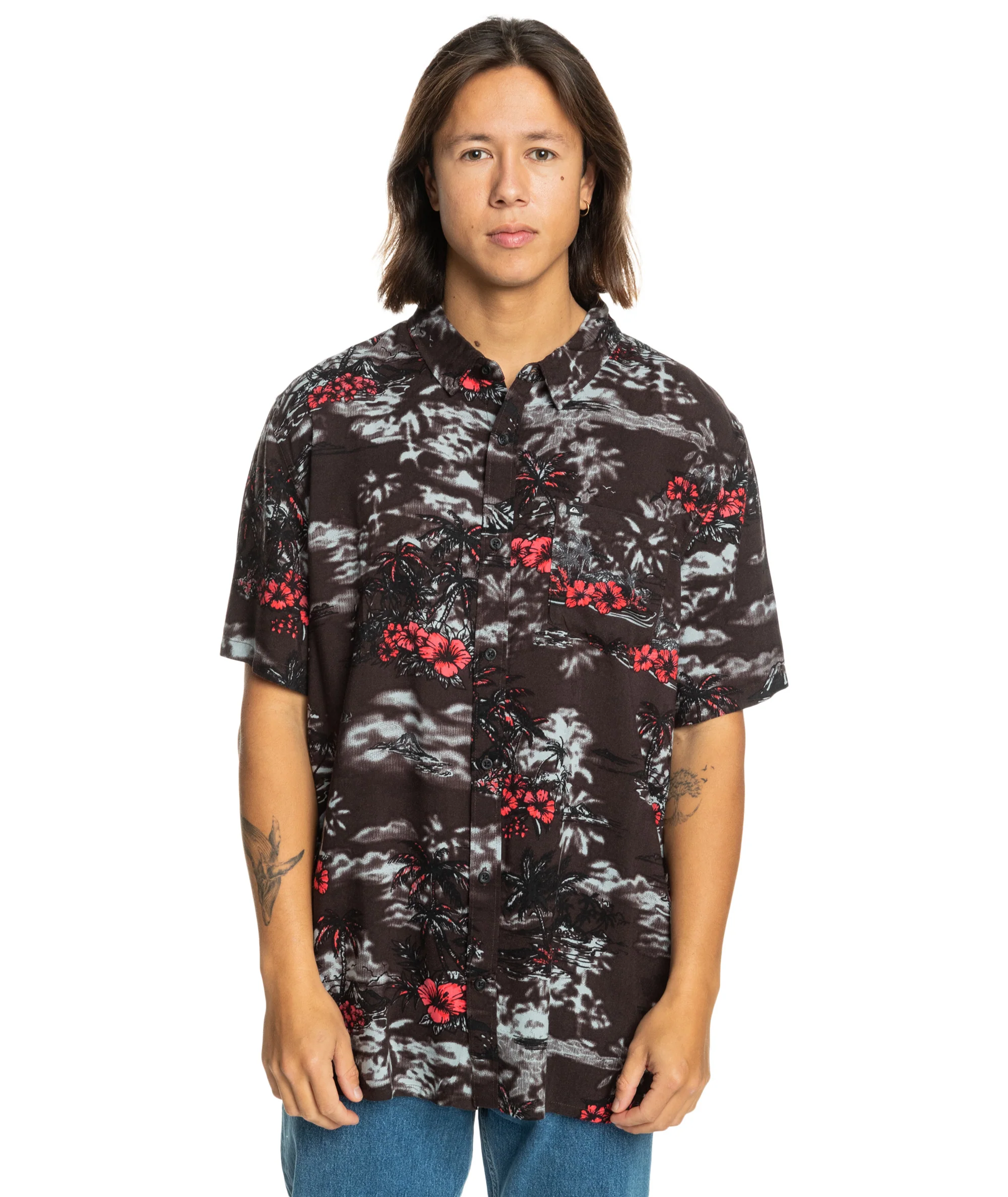 Quiksilver Mens Longmanhil Hawaiian Print Short Sleeve Shirt - Image 10